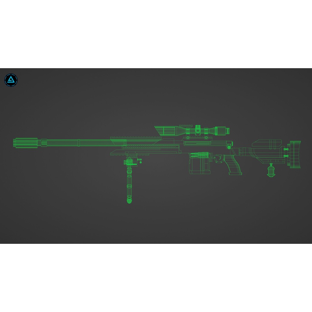 FATAL X59 Sniper 3D Model – Low Poly Rigged Weapon, FBX - View 16