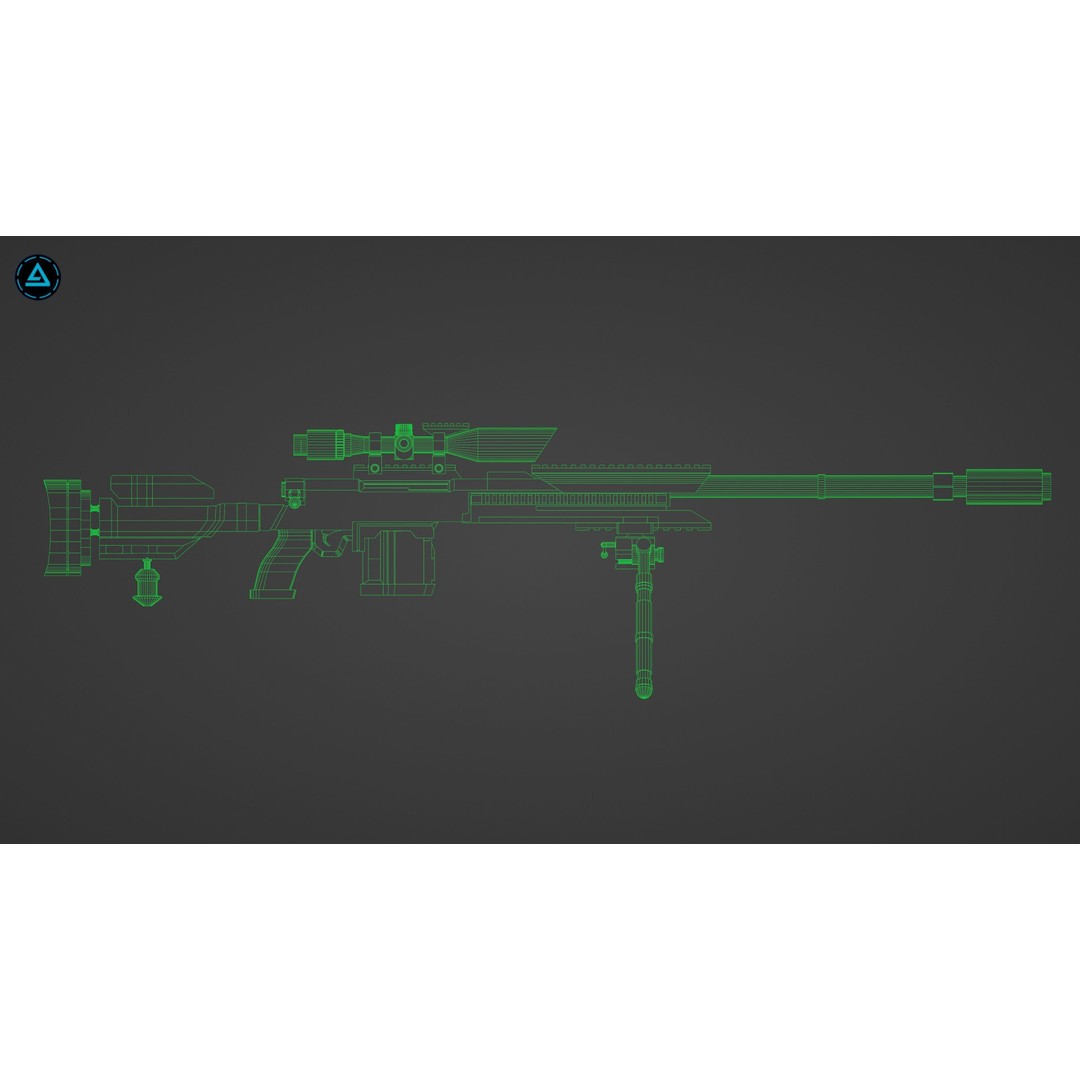 FATAL X59 Sniper 3D Model – Low Poly Rigged Weapon, FBX - View 18