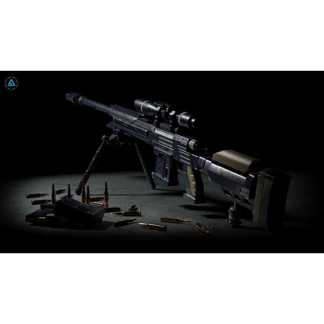 FATAL X59 Sniper 3D Model – Low Poly Rigged Weapon, FBX - View 3