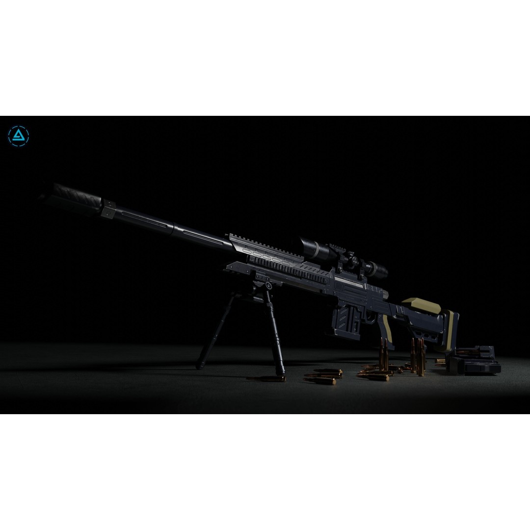 FATAL X59 Sniper 3D Model – Low Poly Rigged Weapon, FBX - View 4