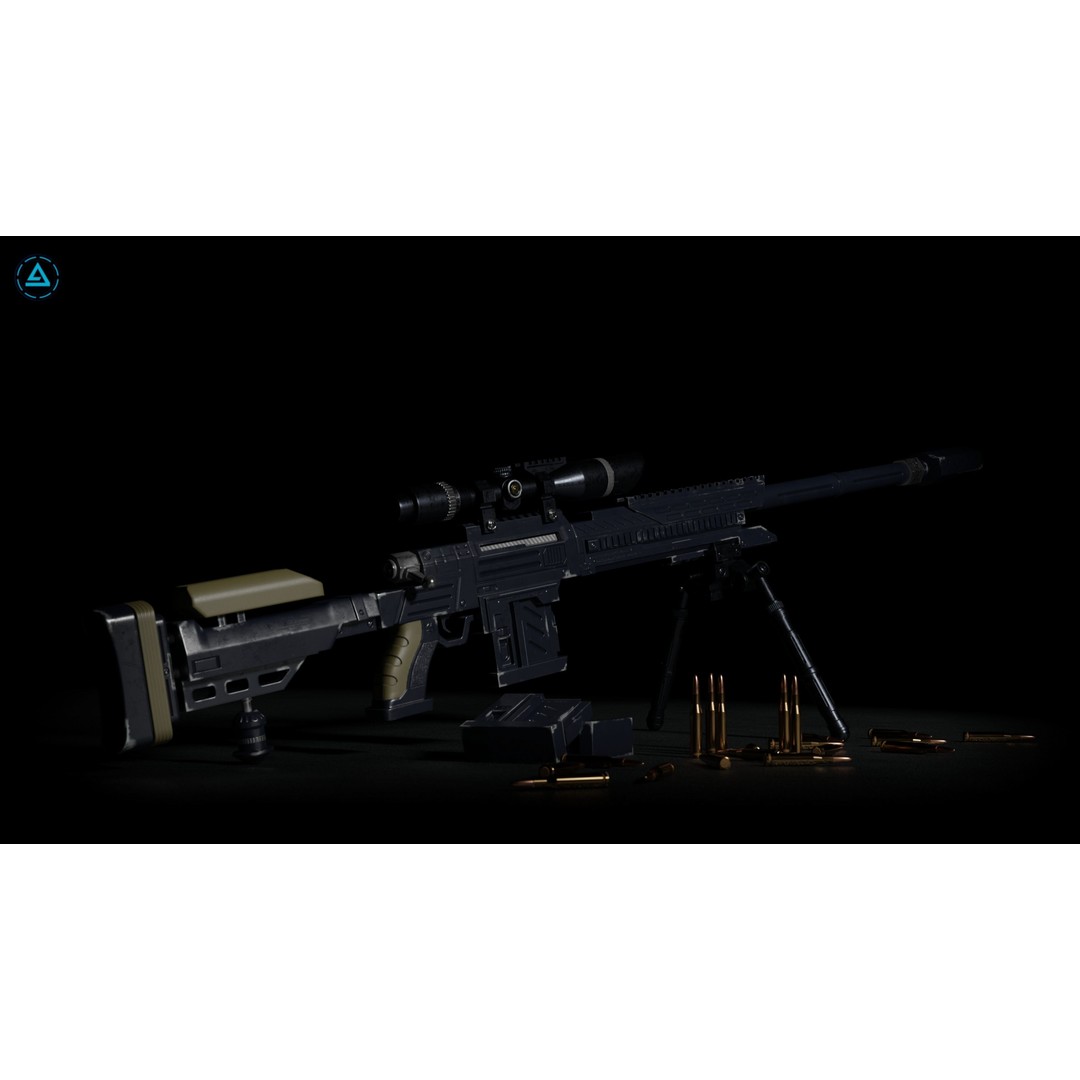 FATAL X59 Sniper 3D Model – Low Poly Rigged Weapon, FBX - View 6
