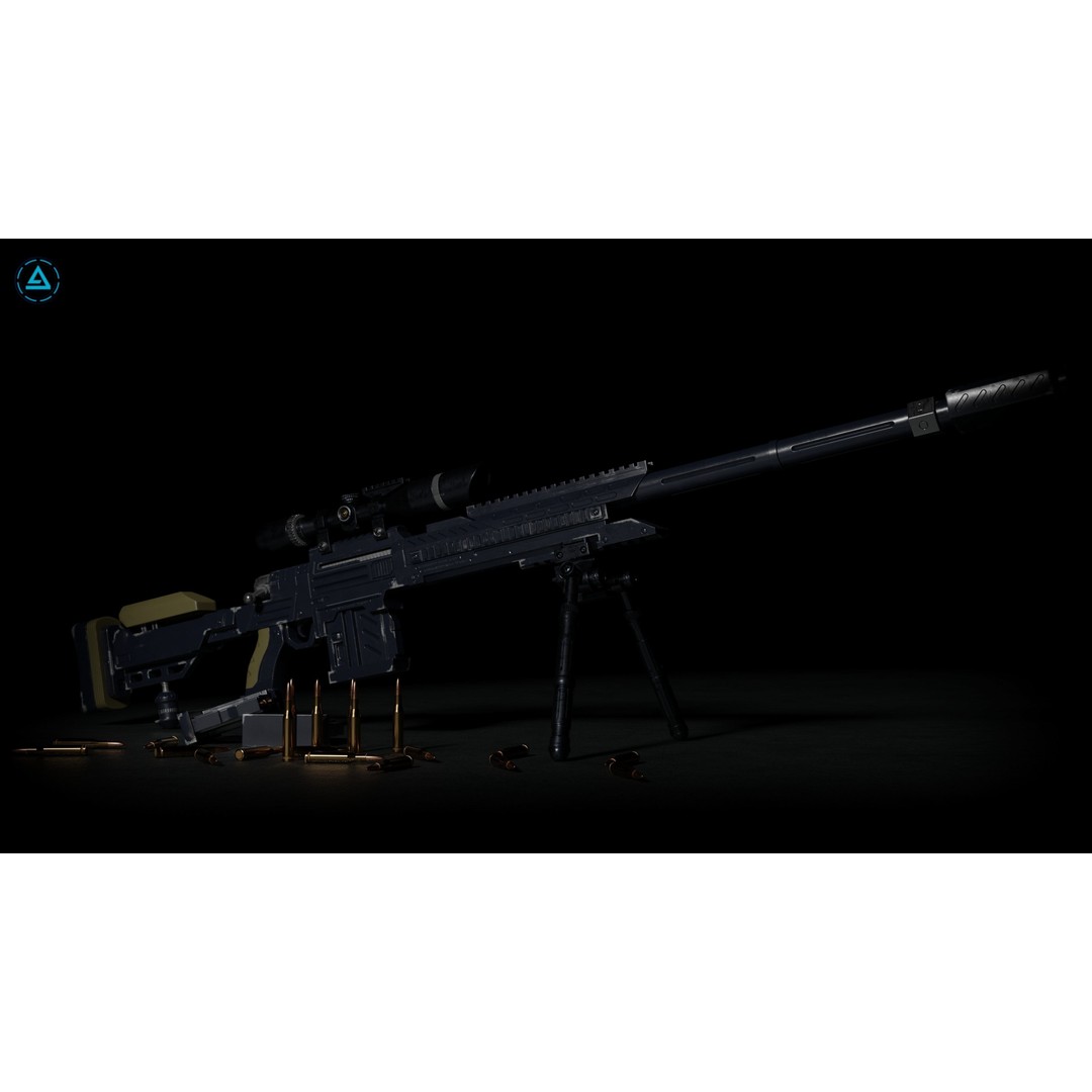 FATAL X59 Sniper 3D Model – Low Poly Rigged Weapon, FBX - View 7