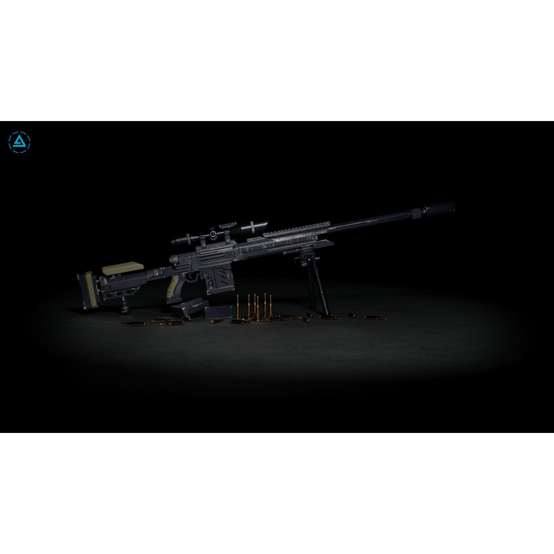 FATAL X59 Sniper 3D Model – Low Poly Rigged Weapon, FBX - View 8