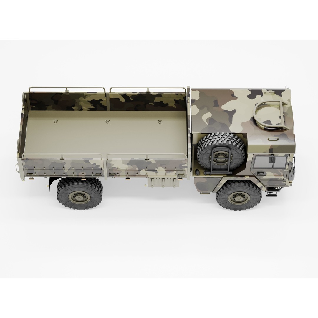 MAN KAT 1 3D Model – Military Flat Bed Truck, FBX, OBJ - View 10