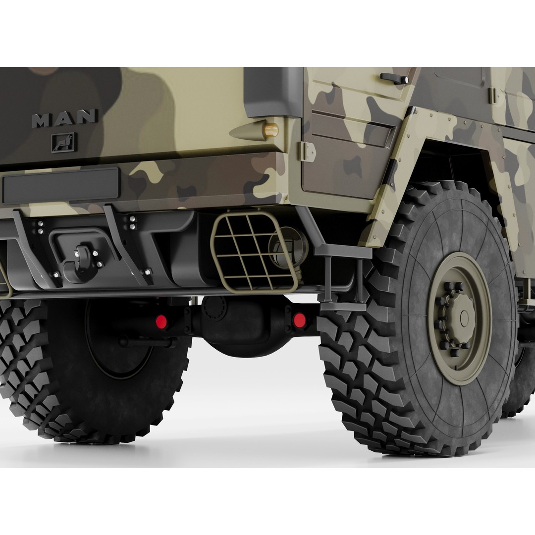 MAN KAT 1 3D Model – Military Flat Bed Truck, FBX, OBJ - View 13