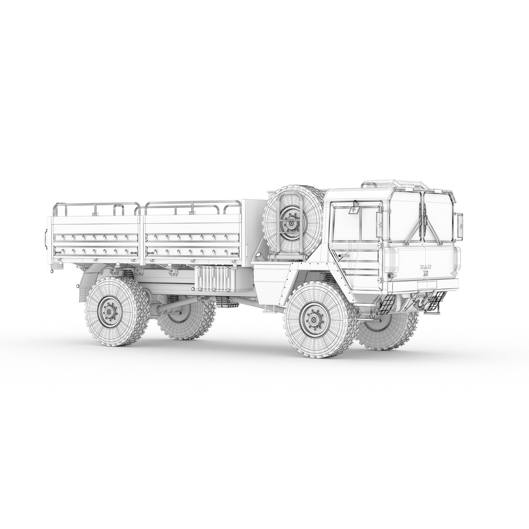 MAN KAT 1 3D Model – Military Flat Bed Truck, FBX, OBJ - View 16