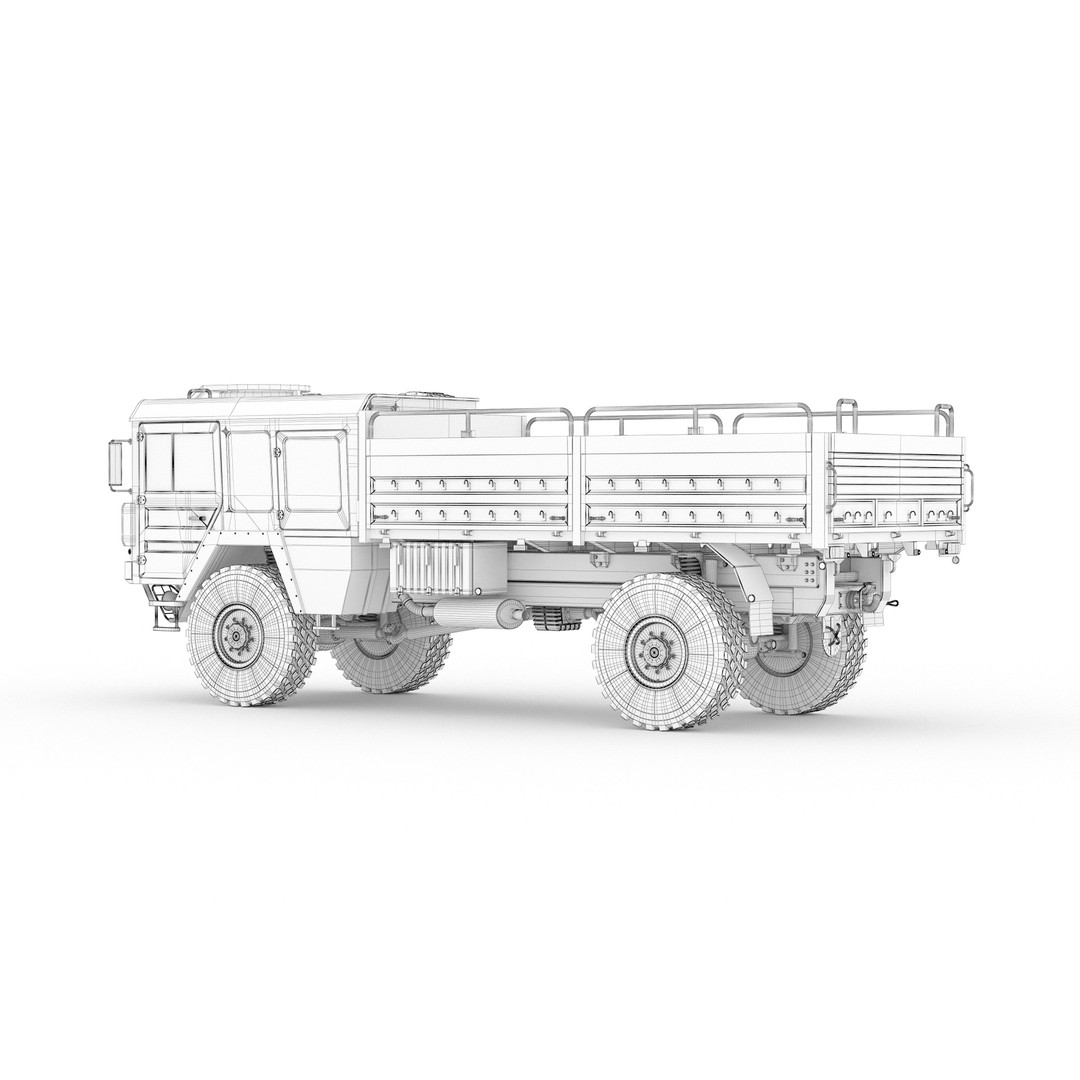 MAN KAT 1 3D Model – Military Flat Bed Truck, FBX, OBJ - View 17