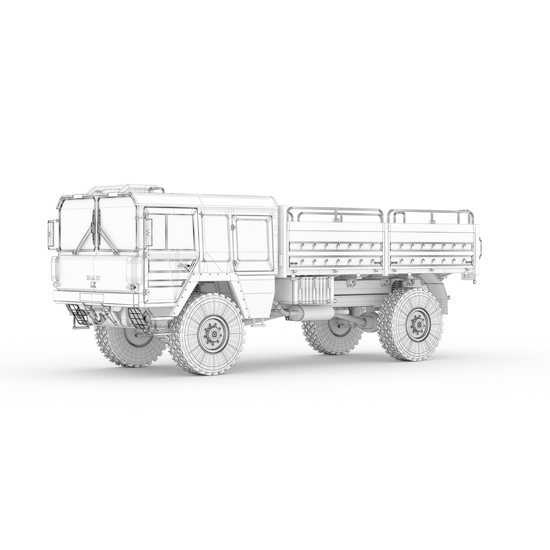 MAN KAT 1 3D Model – Military Flat Bed Truck, FBX, OBJ - View 18