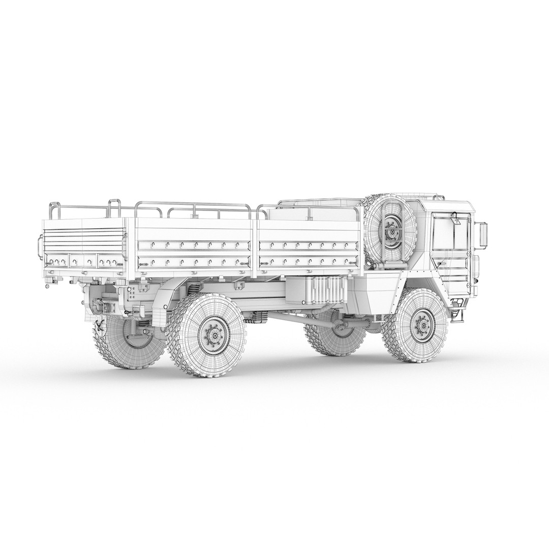 MAN KAT 1 3D Model – Military Flat Bed Truck, FBX, OBJ - View 19