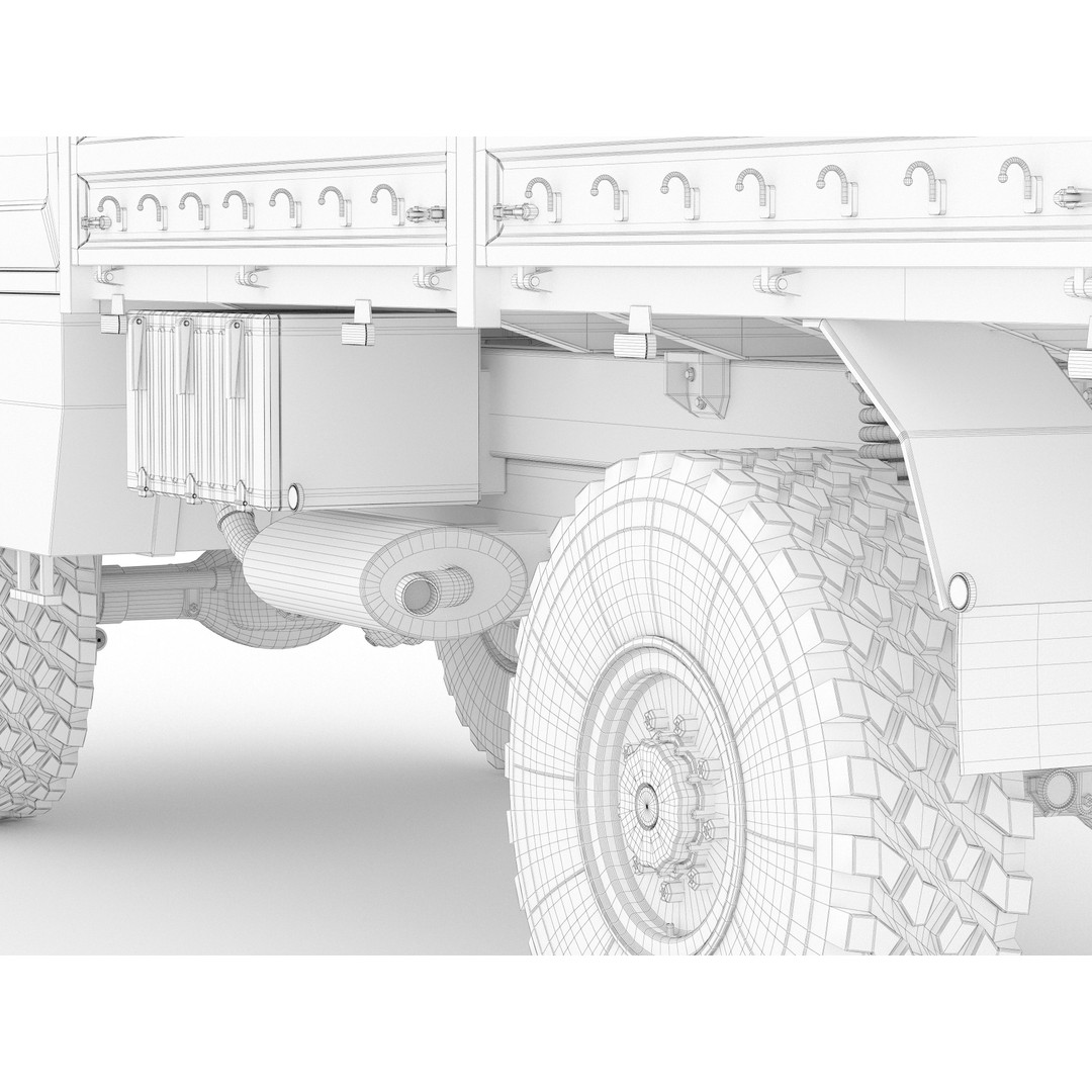 MAN KAT 1 3D Model – Military Flat Bed Truck, FBX, OBJ - View 22