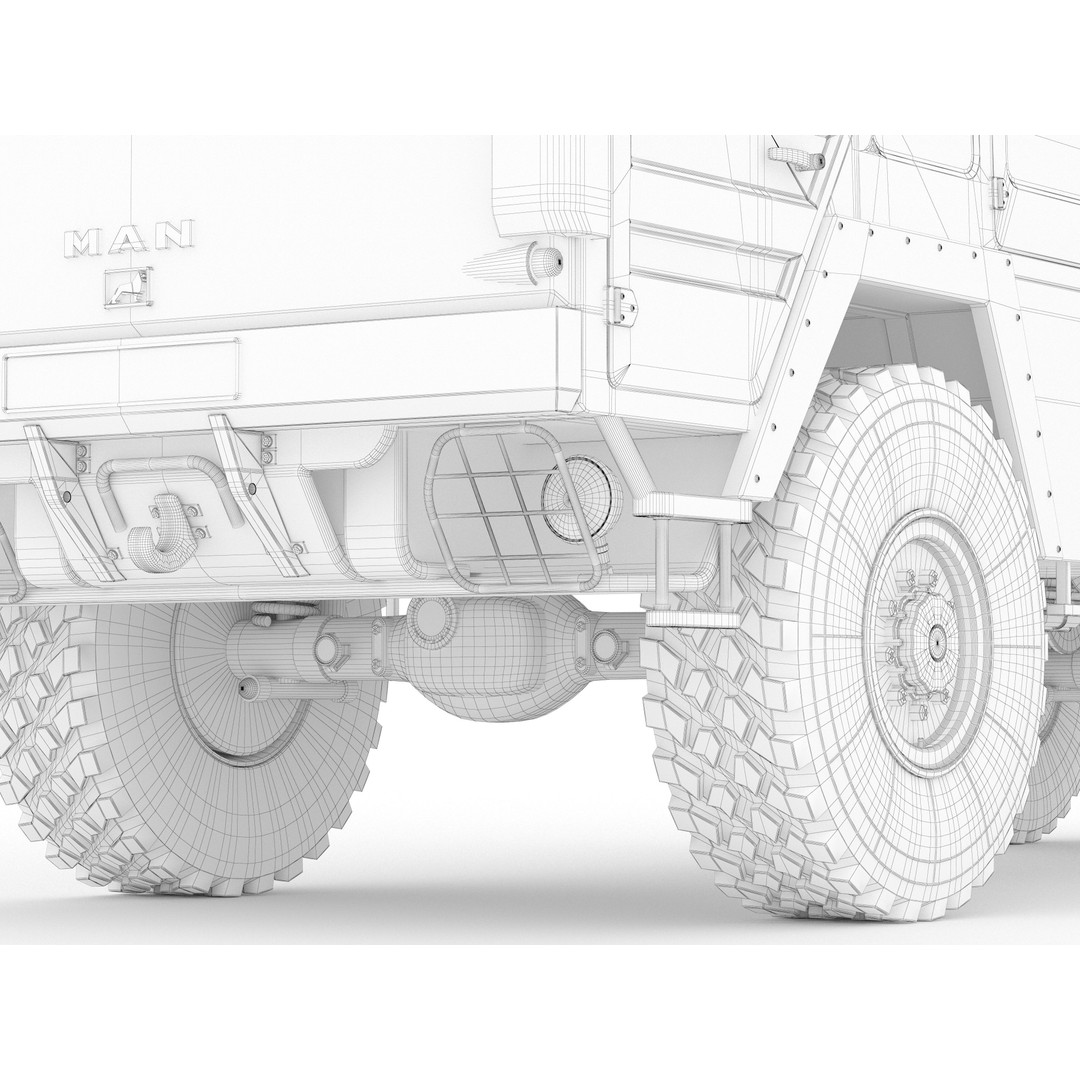 MAN KAT 1 3D Model – Military Flat Bed Truck, FBX, OBJ - View 24