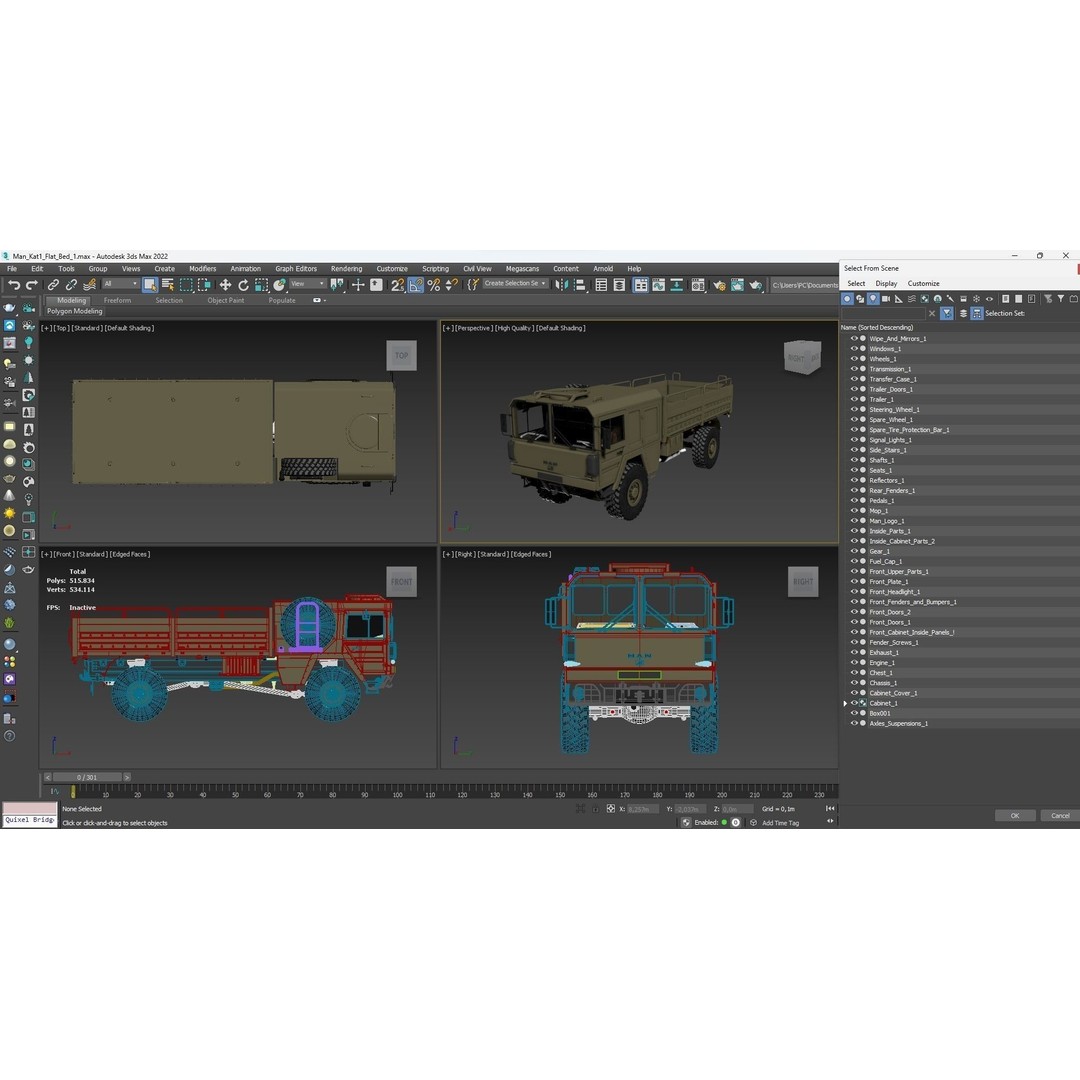 MAN KAT 1 3D Model – Military Flat Bed Truck, FBX, OBJ - View 30