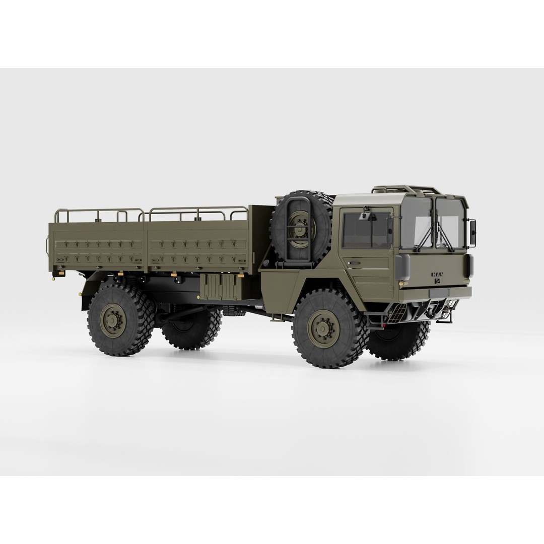 MAN KAT 1 3D Model – Military Flat Bed Truck, FBX, OBJ - View 4