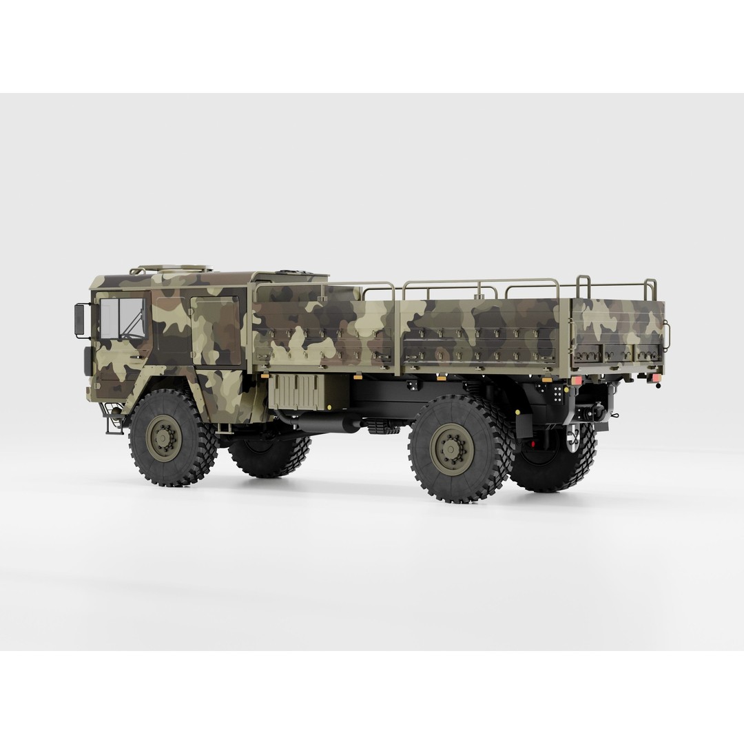 MAN KAT 1 3D Model – Military Flat Bed Truck, FBX, OBJ - View 5