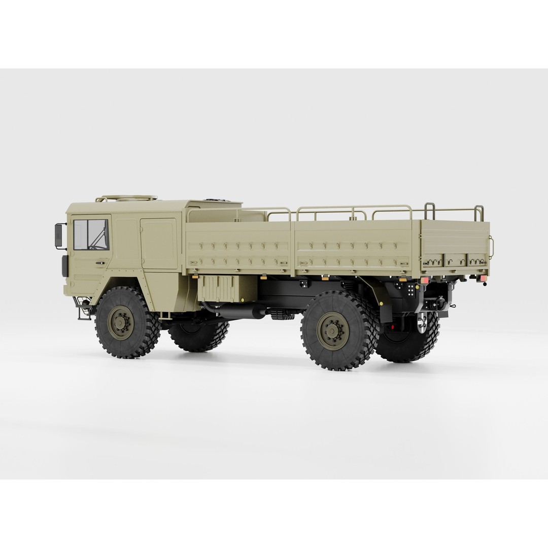 MAN KAT 1 3D Model – Military Flat Bed Truck, FBX, OBJ - View 6
