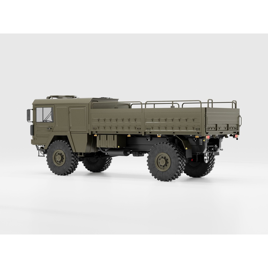 MAN KAT 1 3D Model – Military Flat Bed Truck, FBX, OBJ - View 7