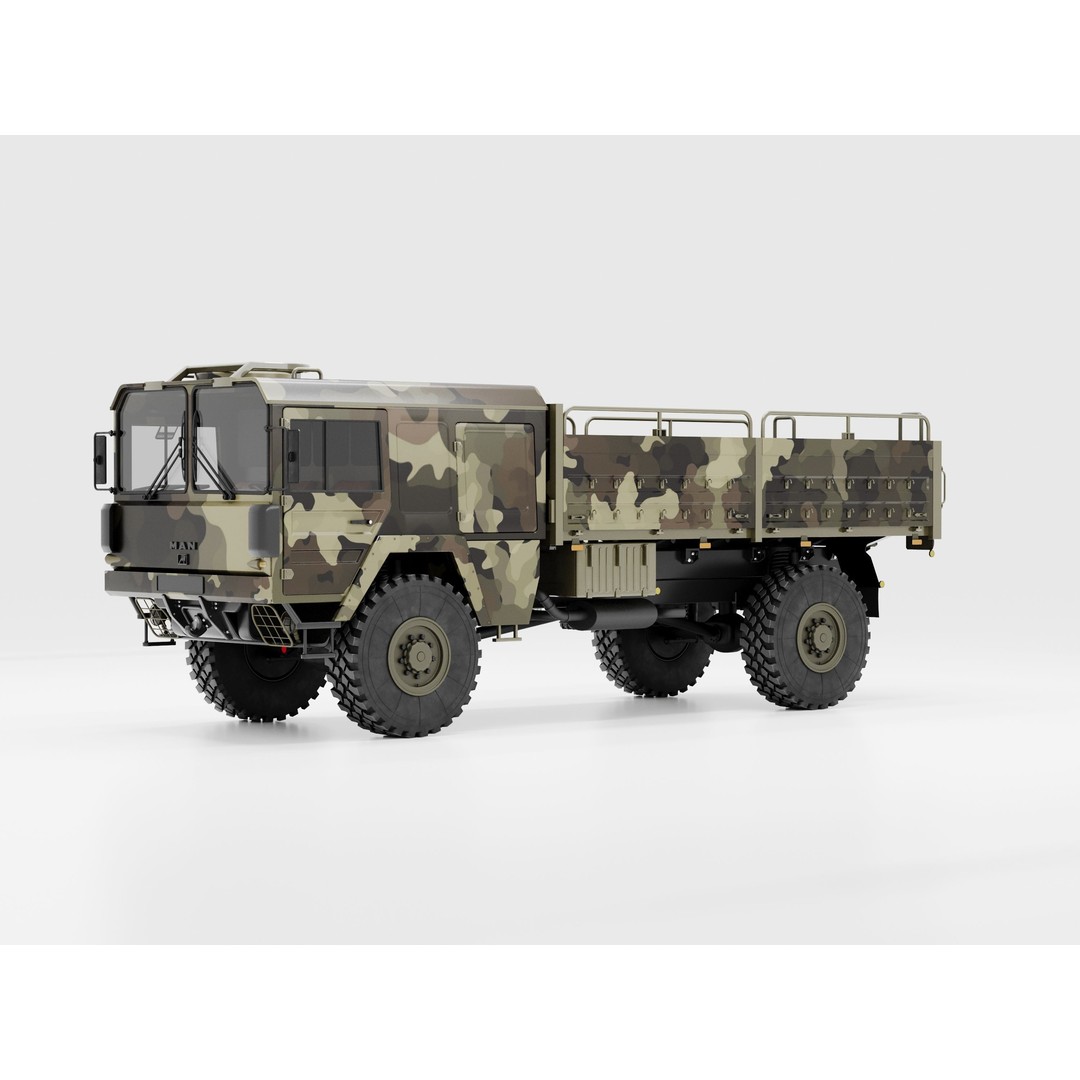MAN KAT 1 3D Model – Military Flat Bed Truck, FBX, OBJ - View 8