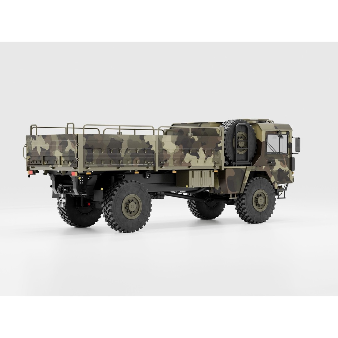 MAN KAT 1 3D Model – Military Flat Bed Truck, FBX, OBJ - View 9