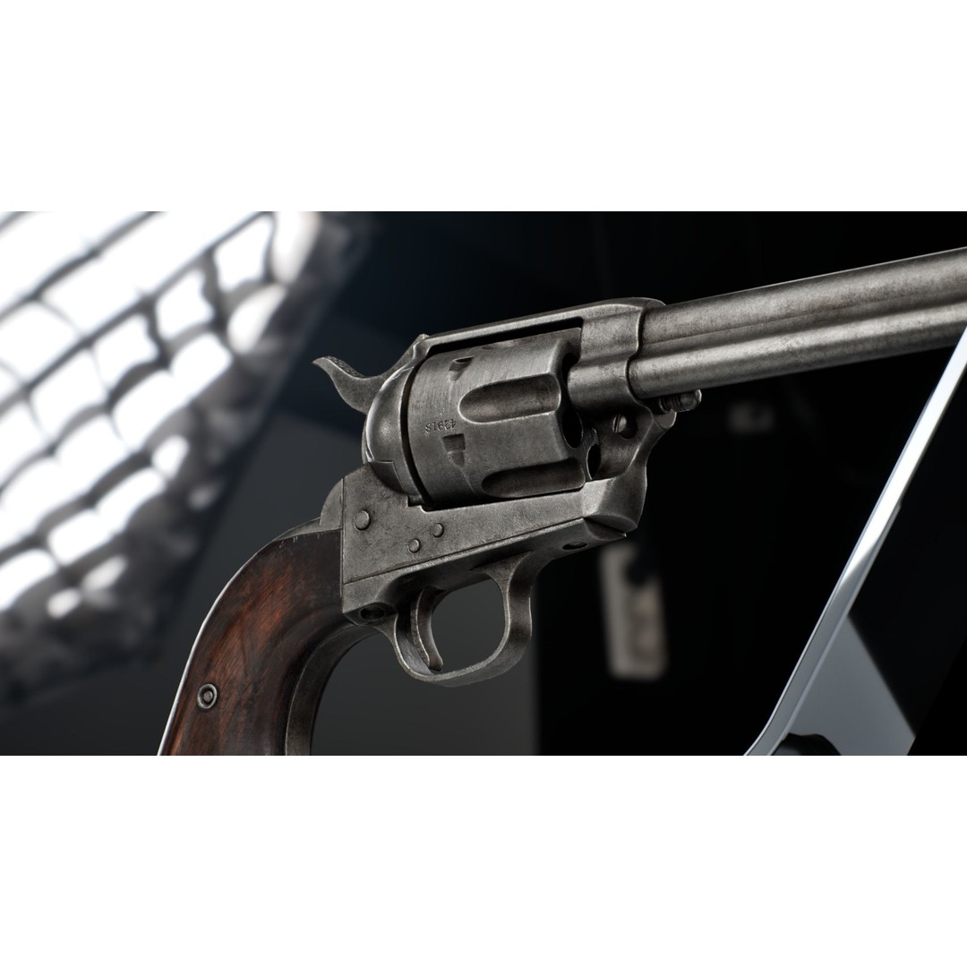Colt Peacemaker 3D Model – Rigged Low-Poly Revolver for Games, FBX - View 10