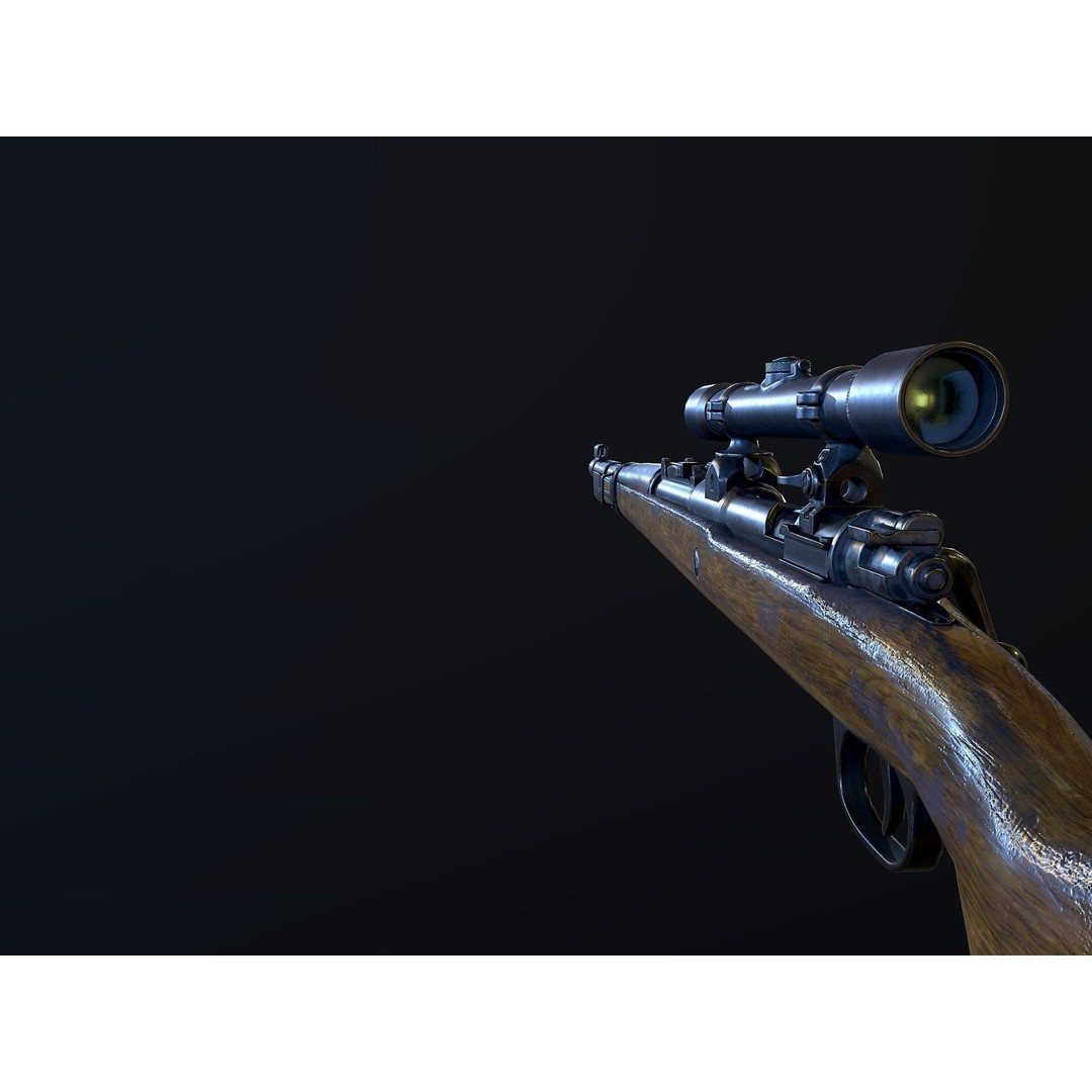 Mauser 98k 3D Model – Low Poly PBR Game Asset for Unity, FBX - View 10