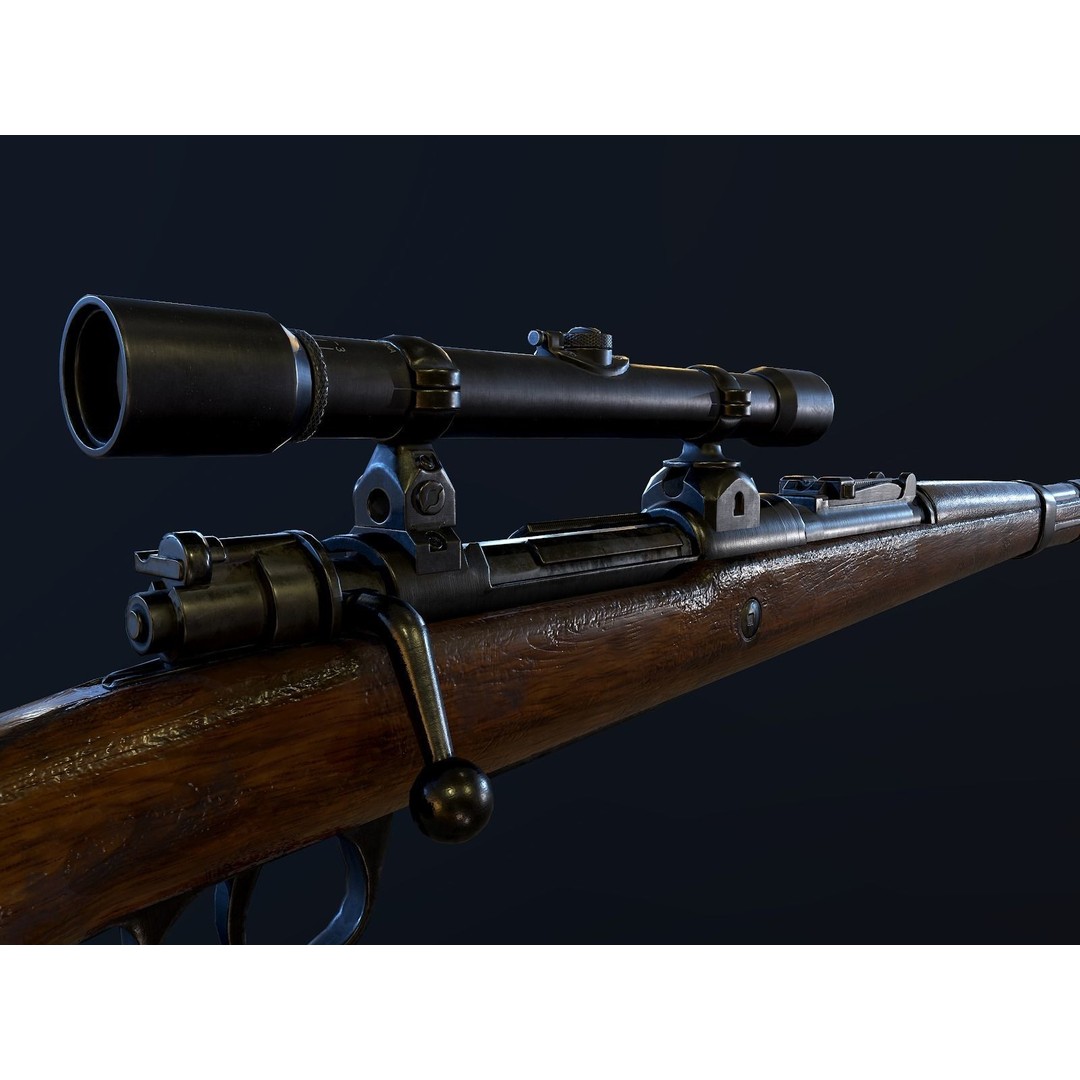 Mauser 98k 3D Model – Low Poly PBR Game Asset for Unity, FBX - View 13
