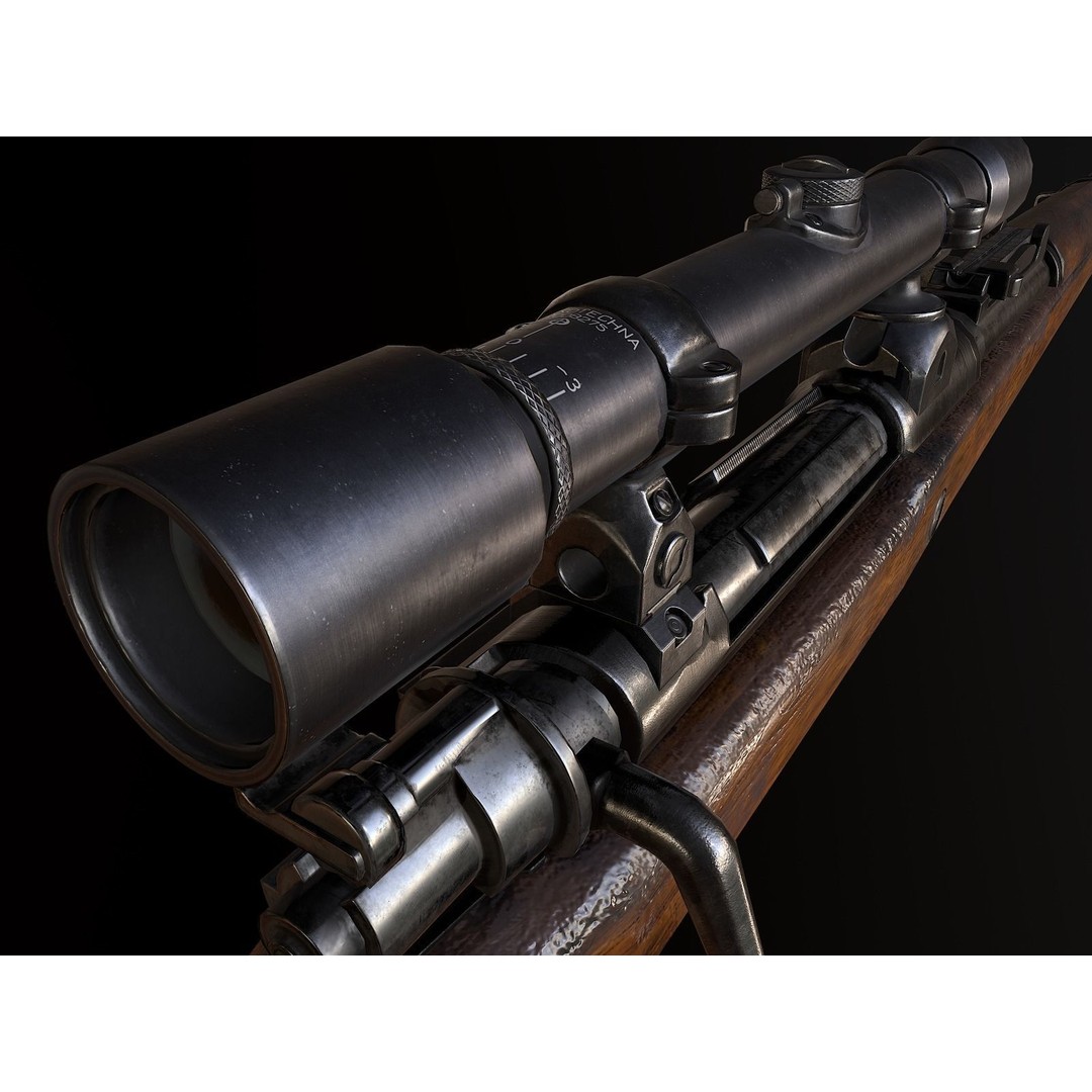 Mauser 98k 3D Model – Low Poly PBR Game Asset for Unity, FBX - View 14