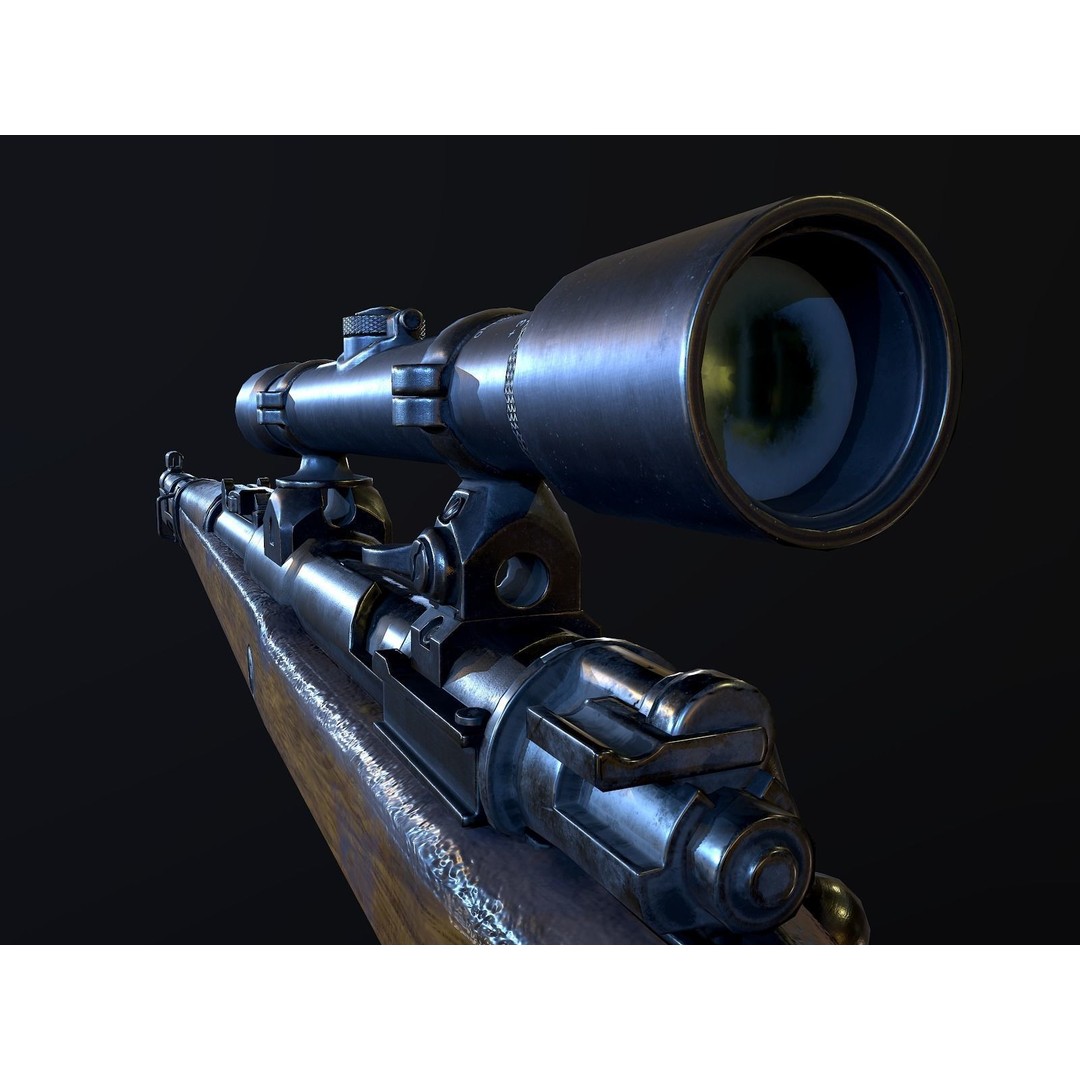 Mauser 98k 3D Model – Low Poly PBR Game Asset for Unity, FBX - View 16