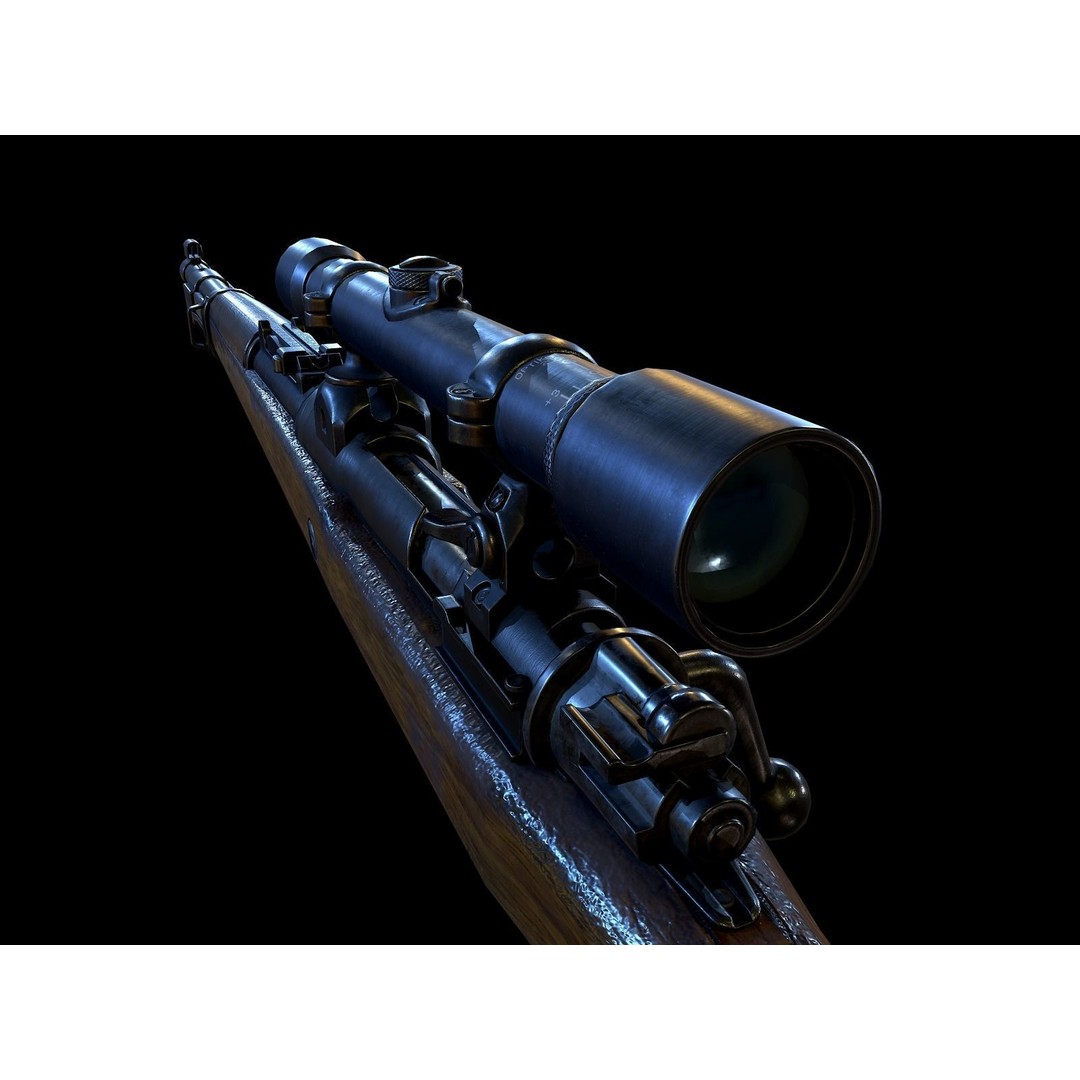 Mauser 98k 3D Model – Low Poly PBR Game Asset for Unity, FBX - View 3