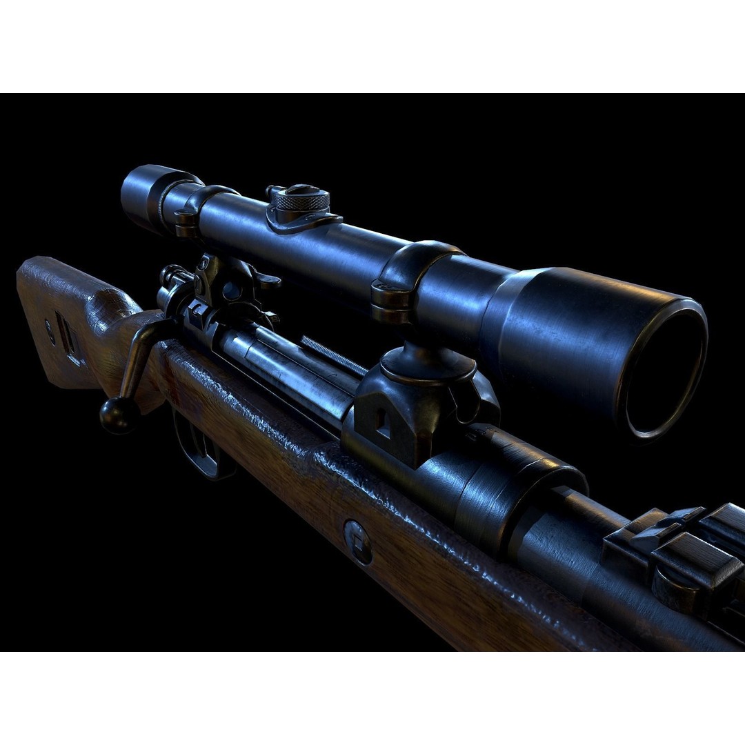 Mauser 98k 3D Model – Low Poly PBR Game Asset for Unity, FBX - View 4