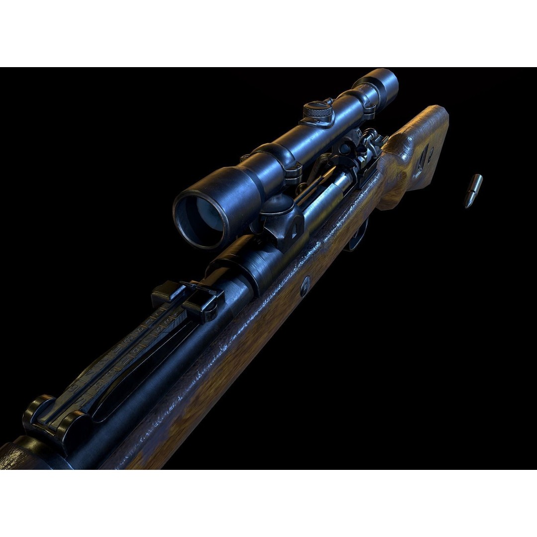 Mauser 98k 3D Model – Low Poly PBR Game Asset for Unity, FBX - View 5