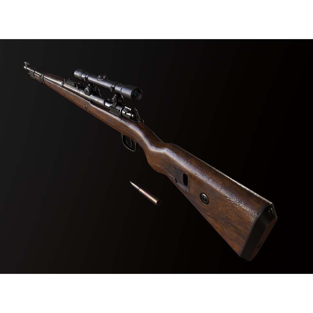 Mauser 98k 3D Model – Low Poly PBR Game Asset for Unity, FBX - View 6