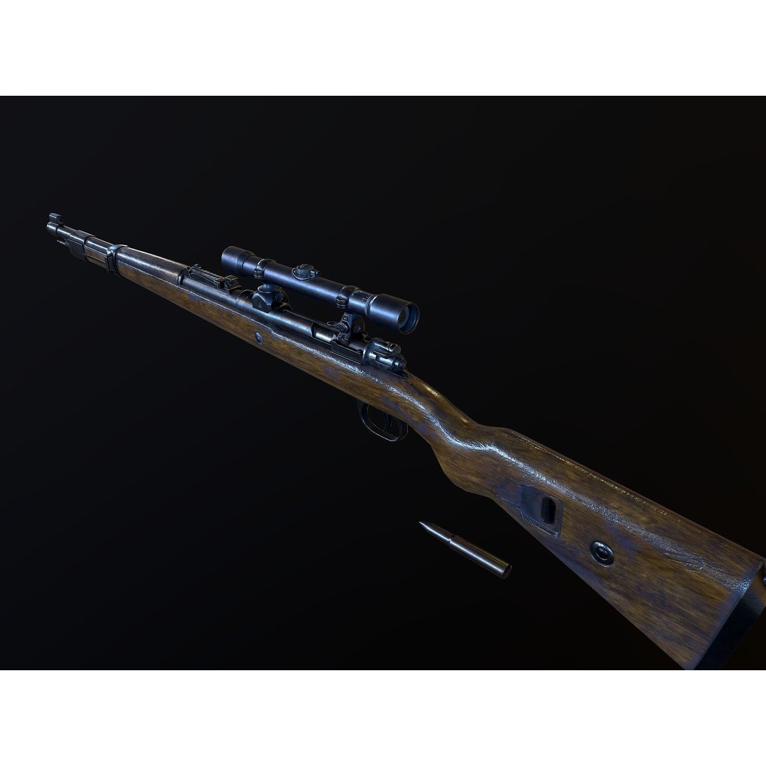 Mauser 98k 3D Model – Low Poly PBR Game Asset for Unity, FBX - View 8