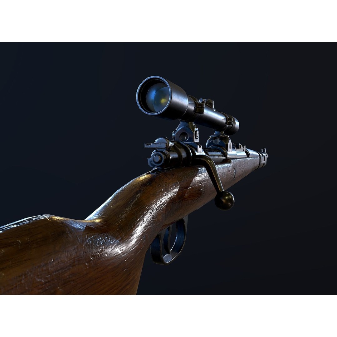 Mauser 98k 3D Model – Low Poly PBR Game Asset for Unity, FBX - View 9