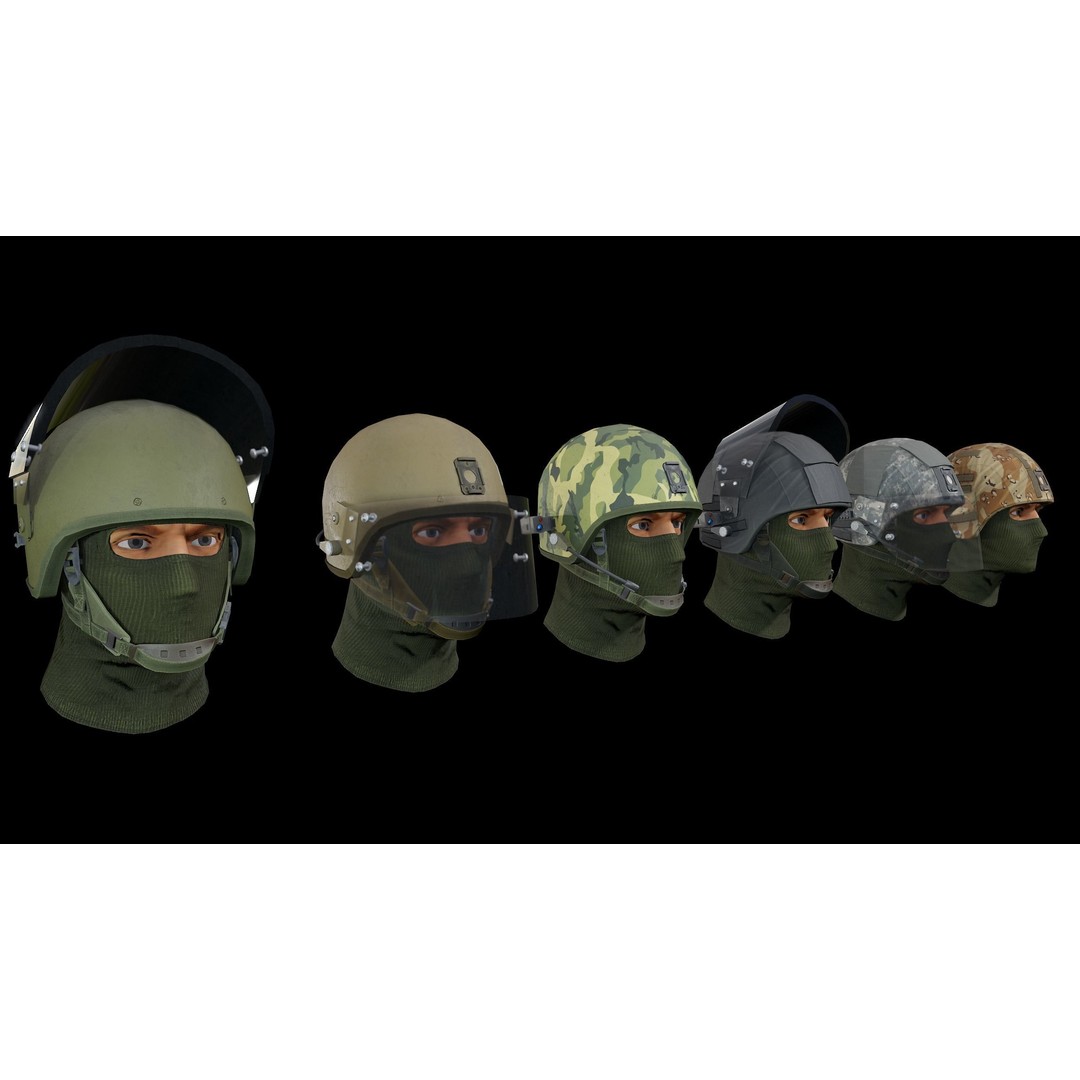 ZSH-1-2 Helmet 3D Model – Low Poly PBR Game Asset, FBX, OBJ - View 3