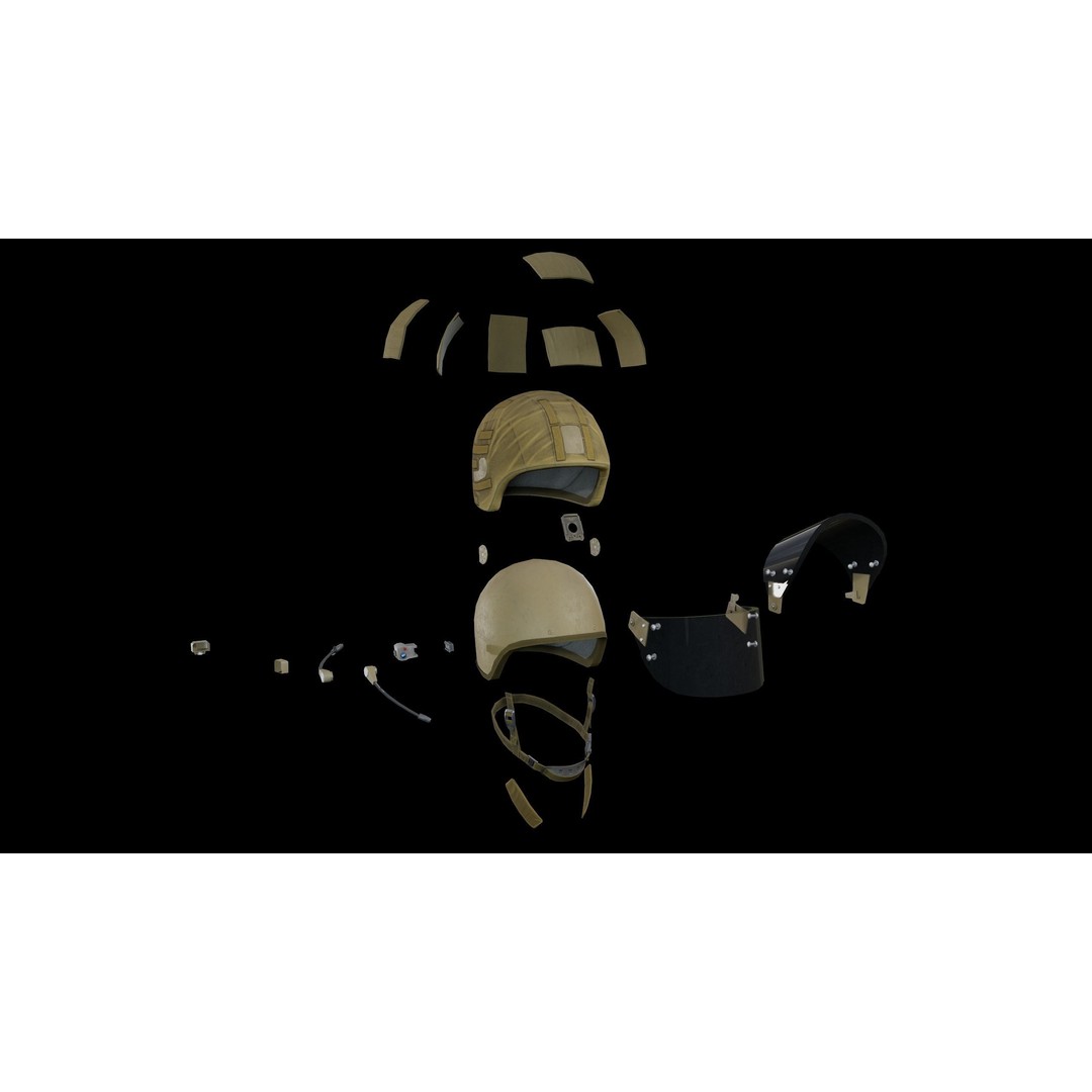 ZSH-1-2 Helmet 3D Model – Low Poly PBR Game Asset, FBX, OBJ - View 4
