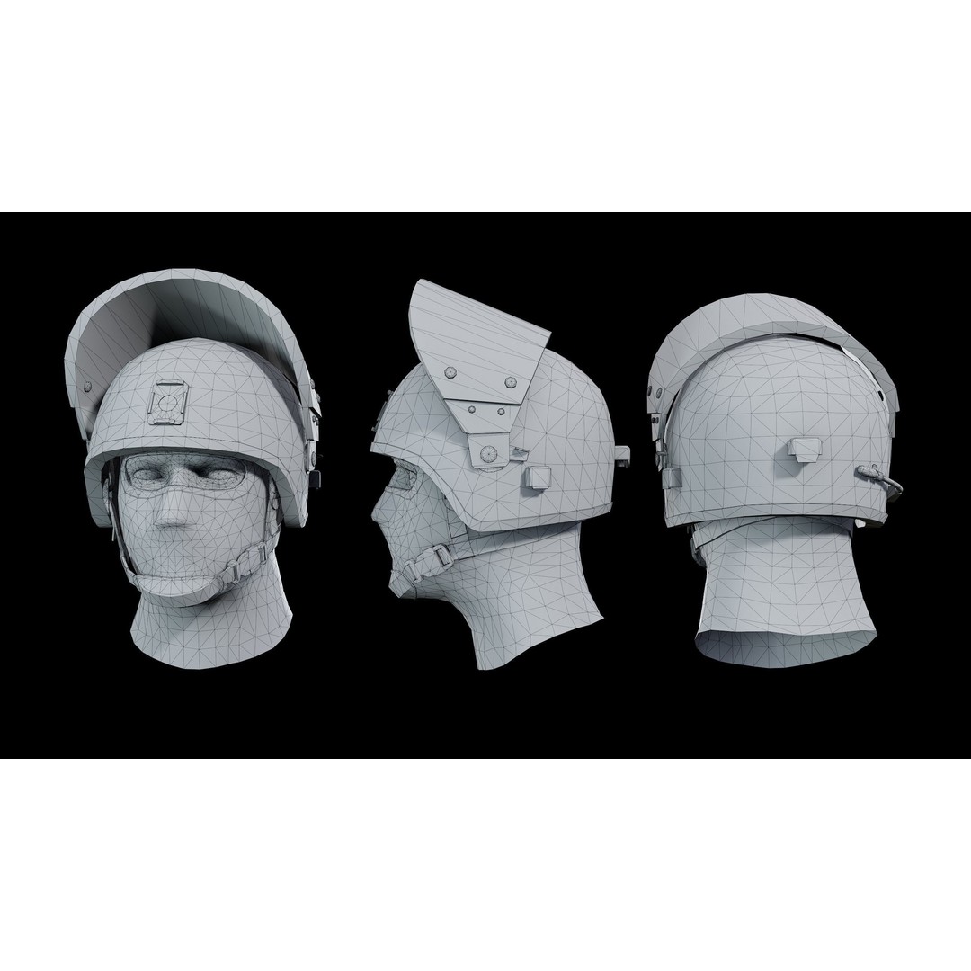 ZSH-1-2 Helmet 3D Model – Low Poly PBR Game Asset, FBX, OBJ - View 5