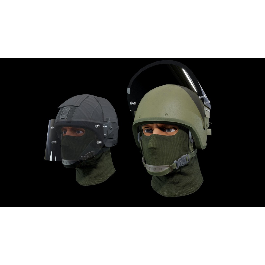 ZSH-1-2 Helmet 3D Model – Low Poly PBR Game Asset, FBX, OBJ - View 6