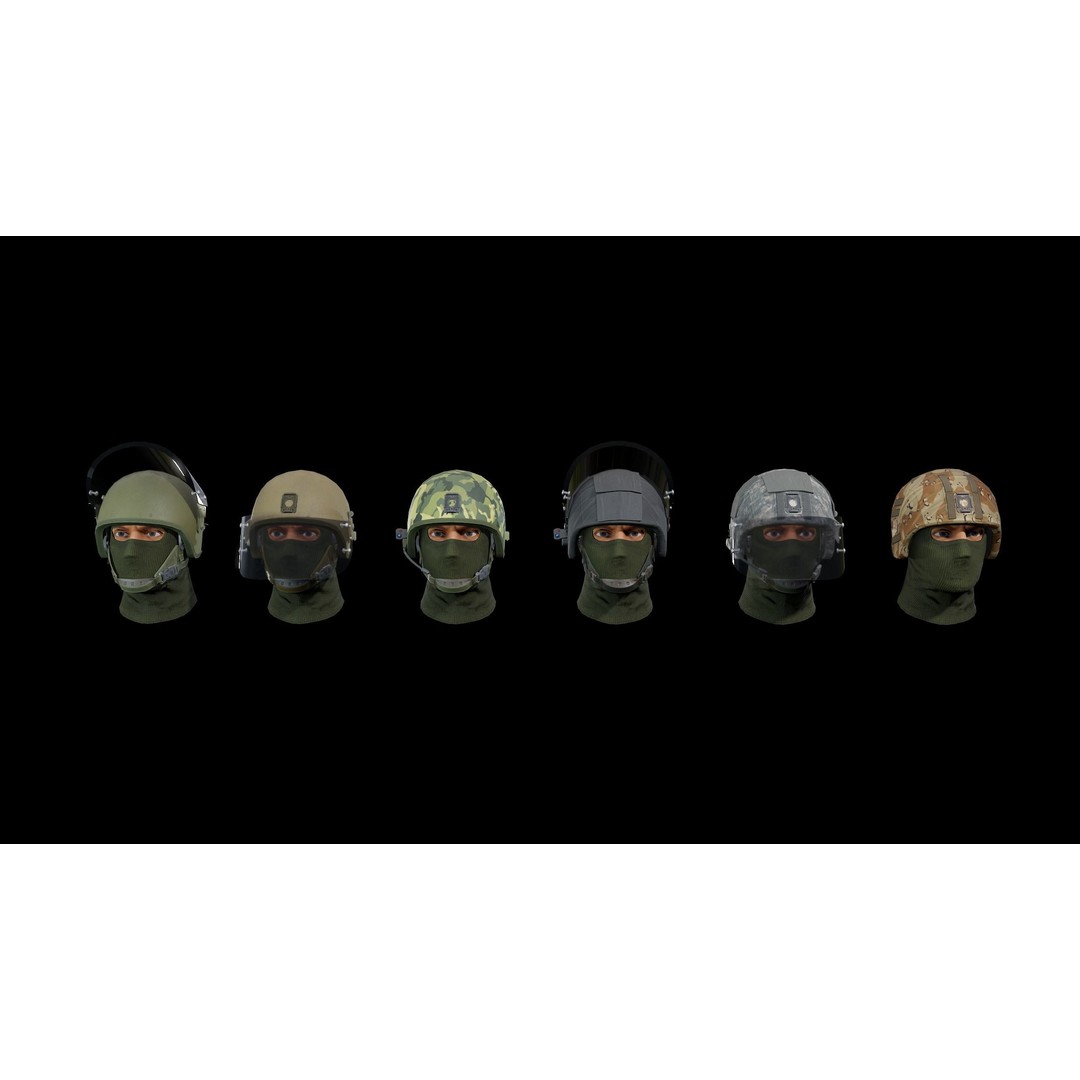 ZSH-1-2 Helmet 3D Model – Low Poly PBR Game Asset, FBX, OBJ - View 8