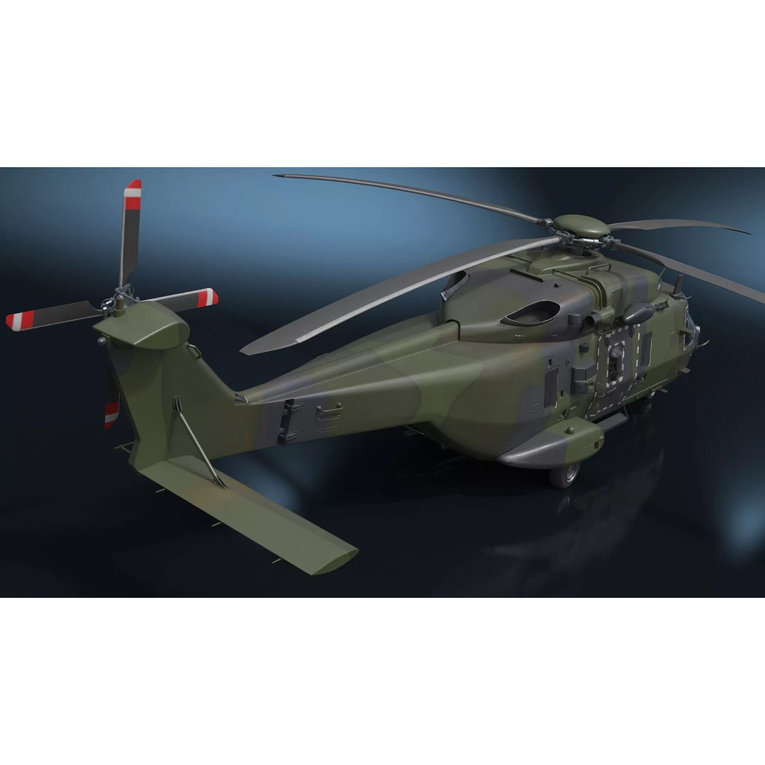 Military Transport Helicopter 3D Model – Rigged Green Camo for Maya - View 10