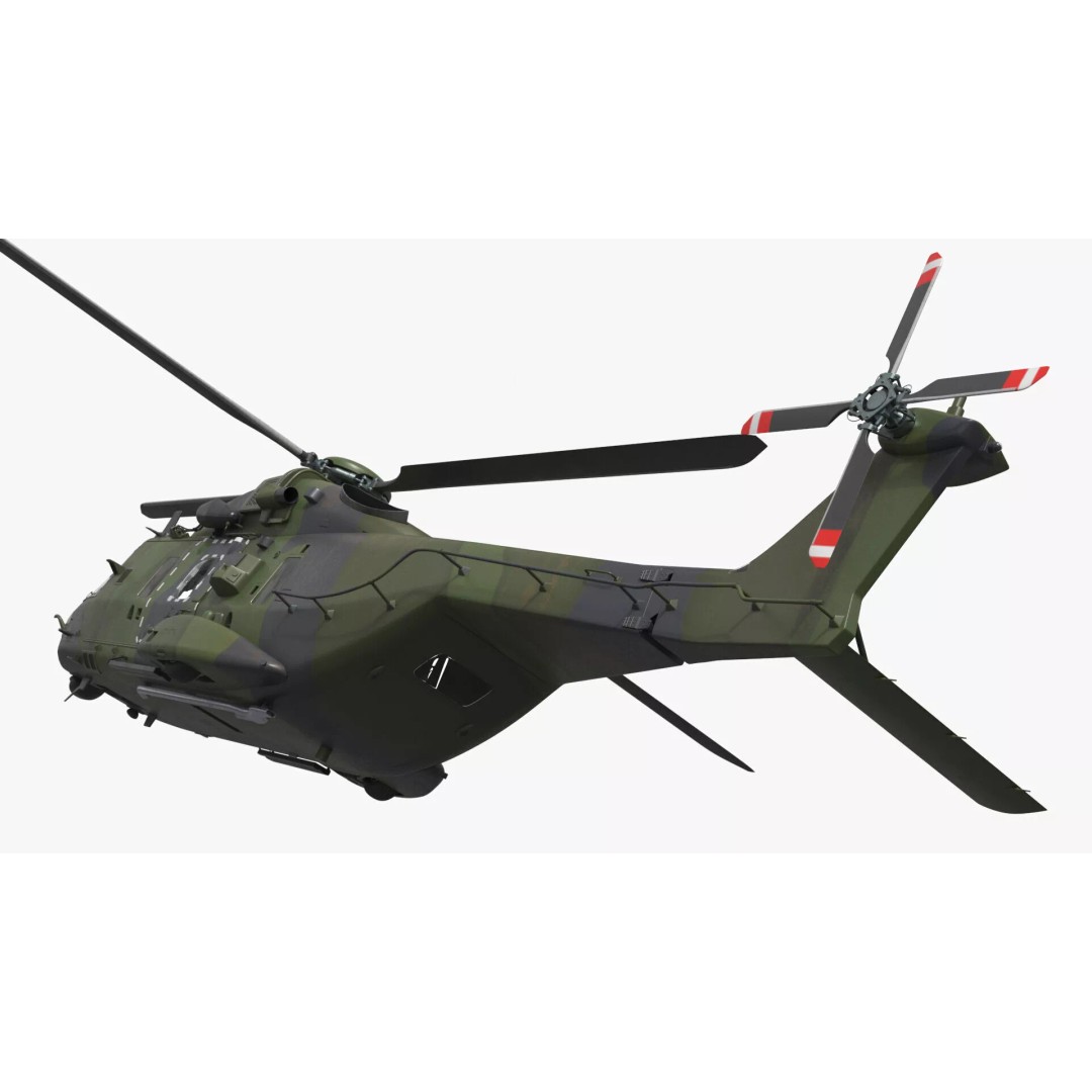 Military Transport Helicopter 3D Model – Rigged Green Camo for Maya - View 13