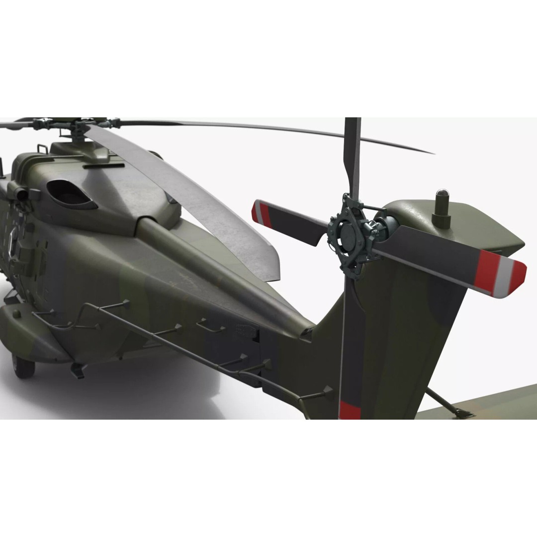 Military Transport Helicopter 3D Model – Rigged Green Camo for Maya - View 14