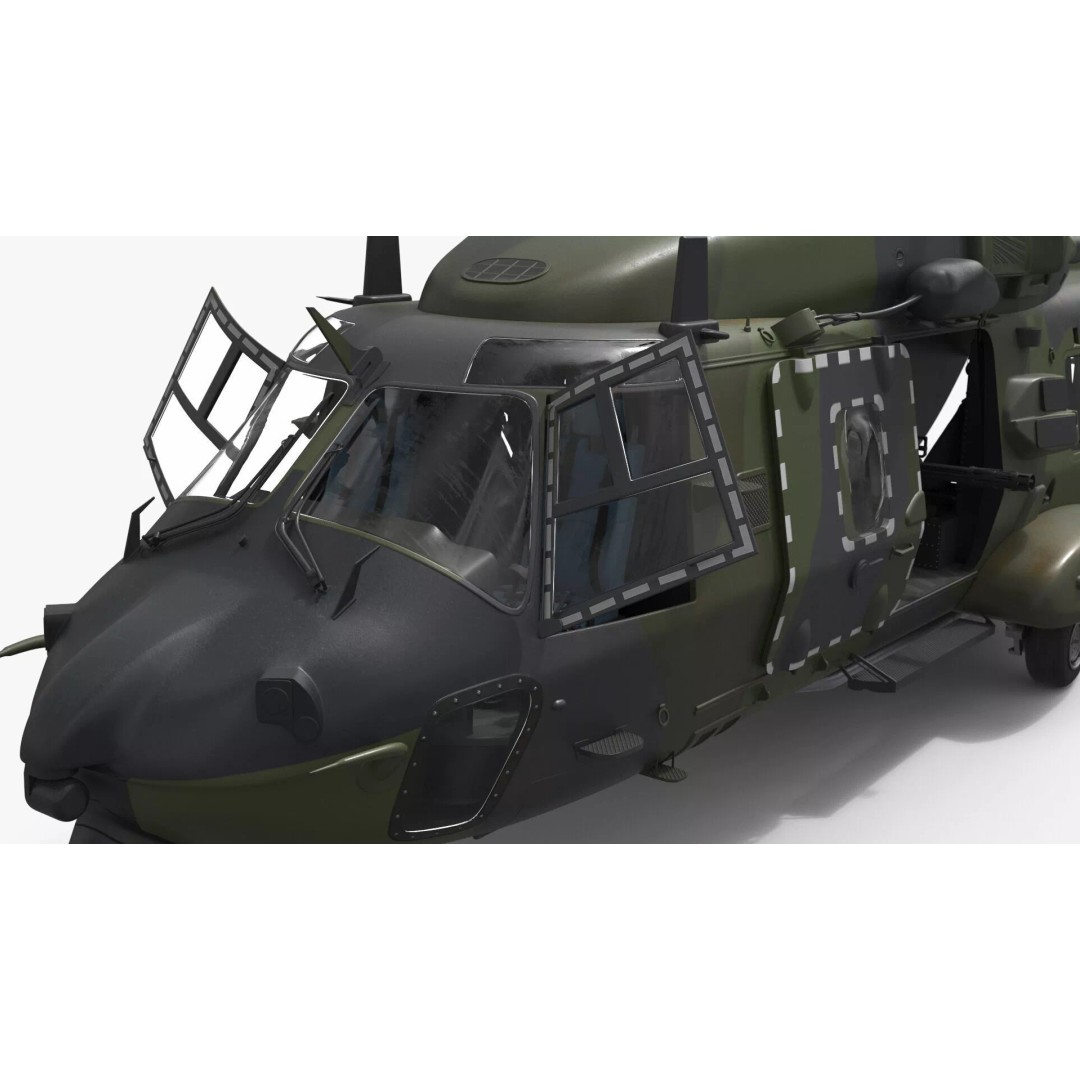 Military Transport Helicopter 3D Model – Rigged Green Camo for Maya - View 15