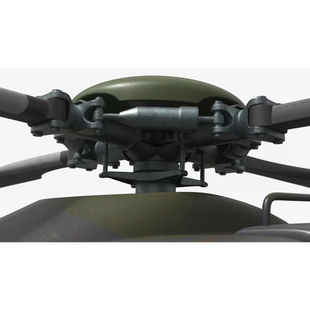Military Transport Helicopter 3D Model – Rigged Green Camo for Maya - View 16