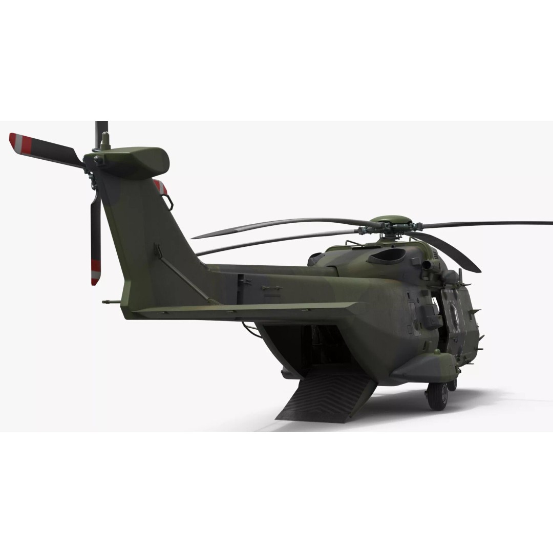 Military Transport Helicopter 3D Model – Rigged Green Camo for Maya - View 18