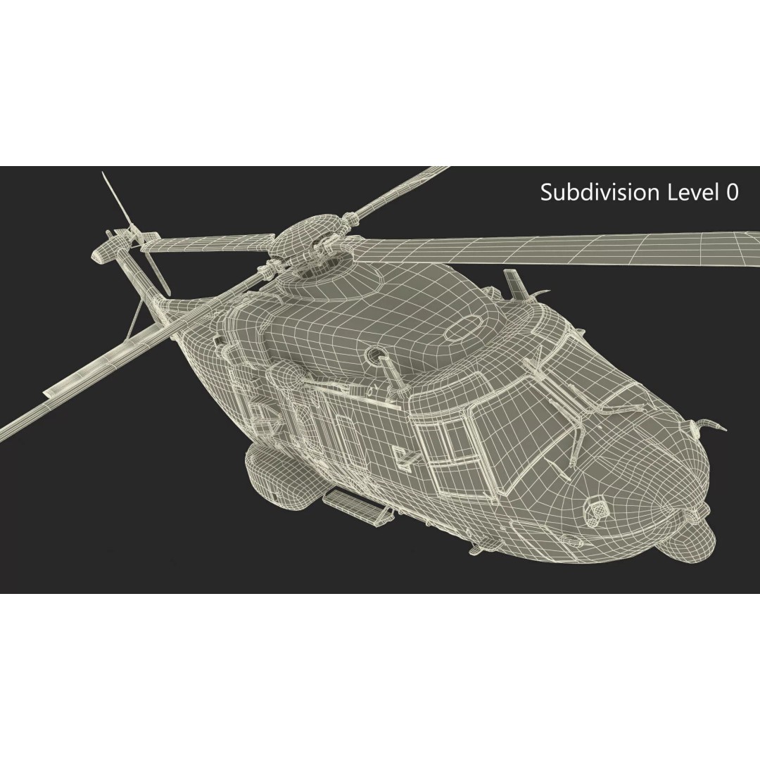 Military Transport Helicopter 3D Model – Rigged Green Camo for Maya - View 23