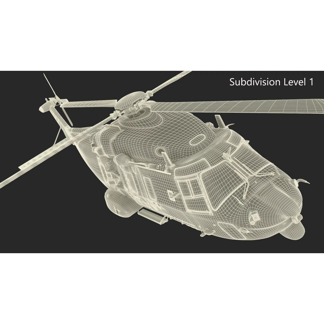 Military Transport Helicopter 3D Model – Rigged Green Camo for Maya - View 24