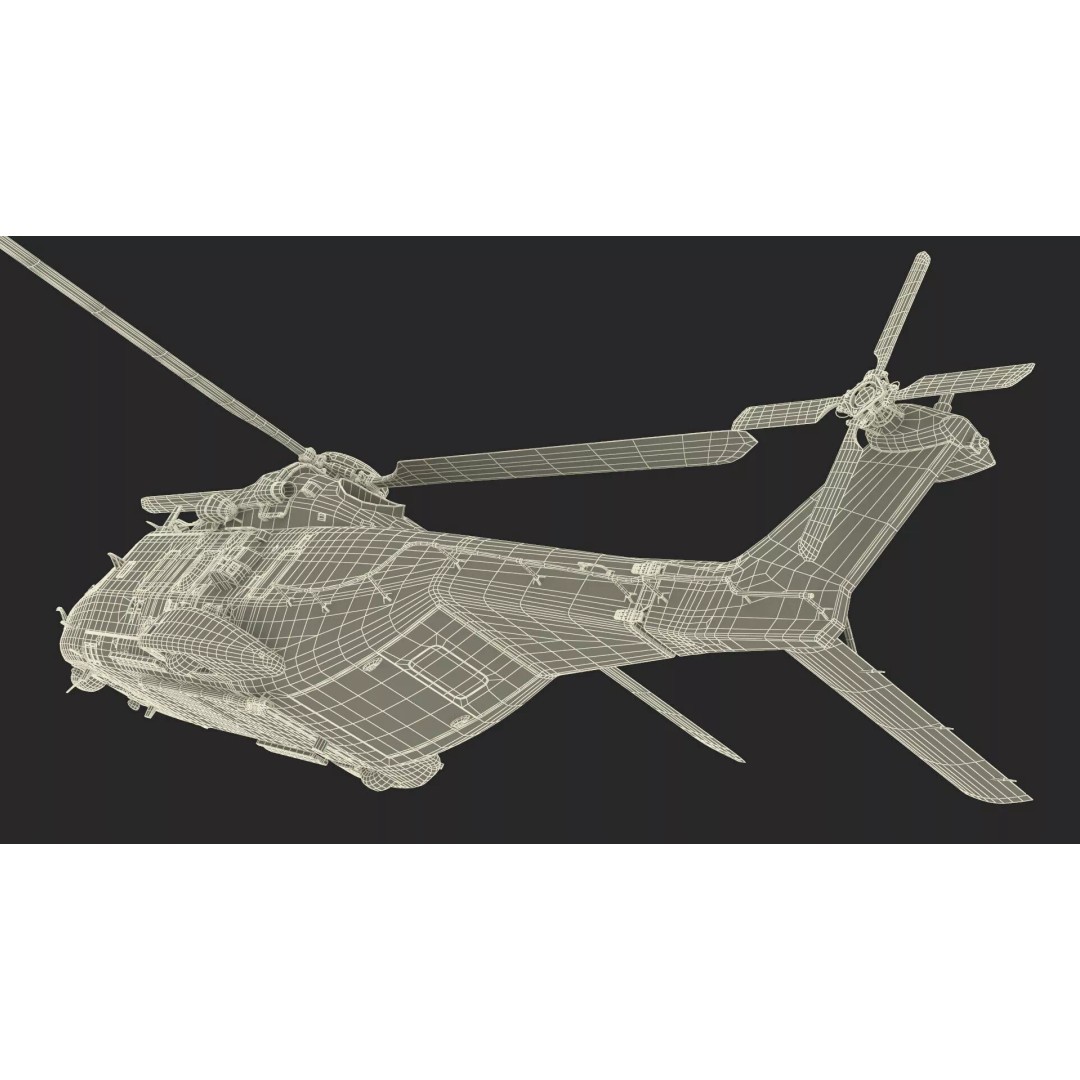 Military Transport Helicopter 3D Model – Rigged Green Camo for Maya - View 28
