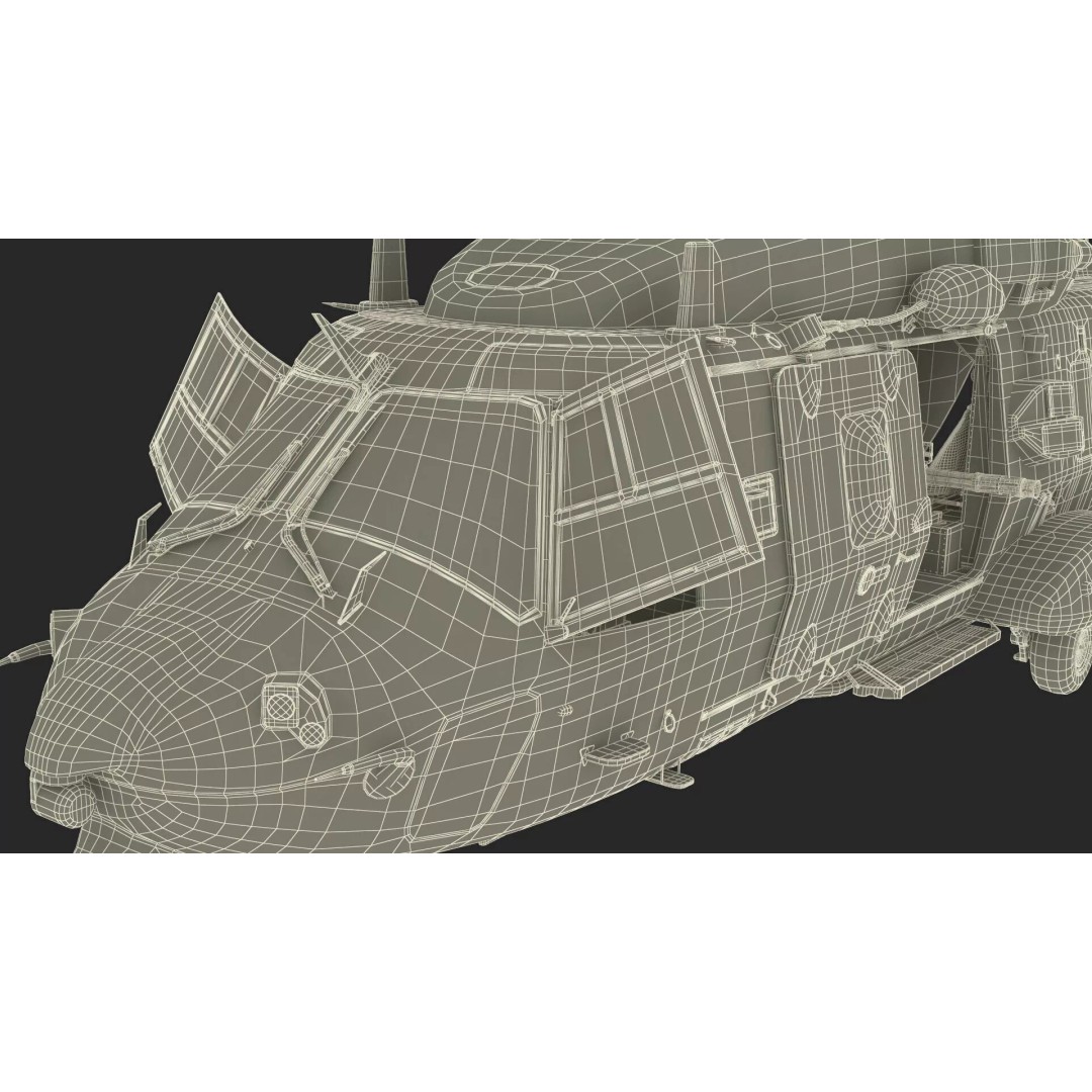 Military Transport Helicopter 3D Model – Rigged Green Camo for Maya - View 30