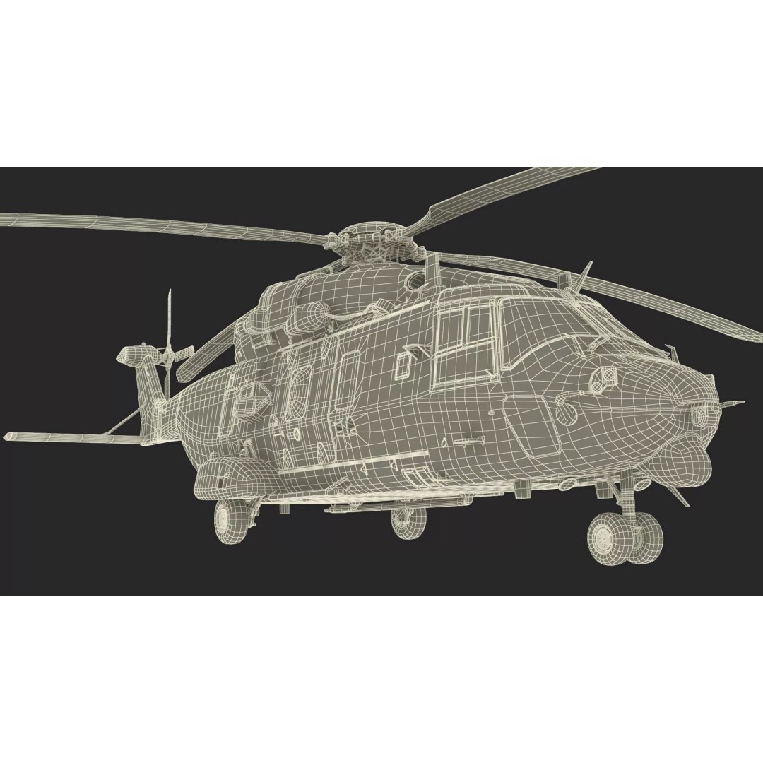 Military Transport Helicopter 3D Model – Rigged Green Camo for Maya - View 32