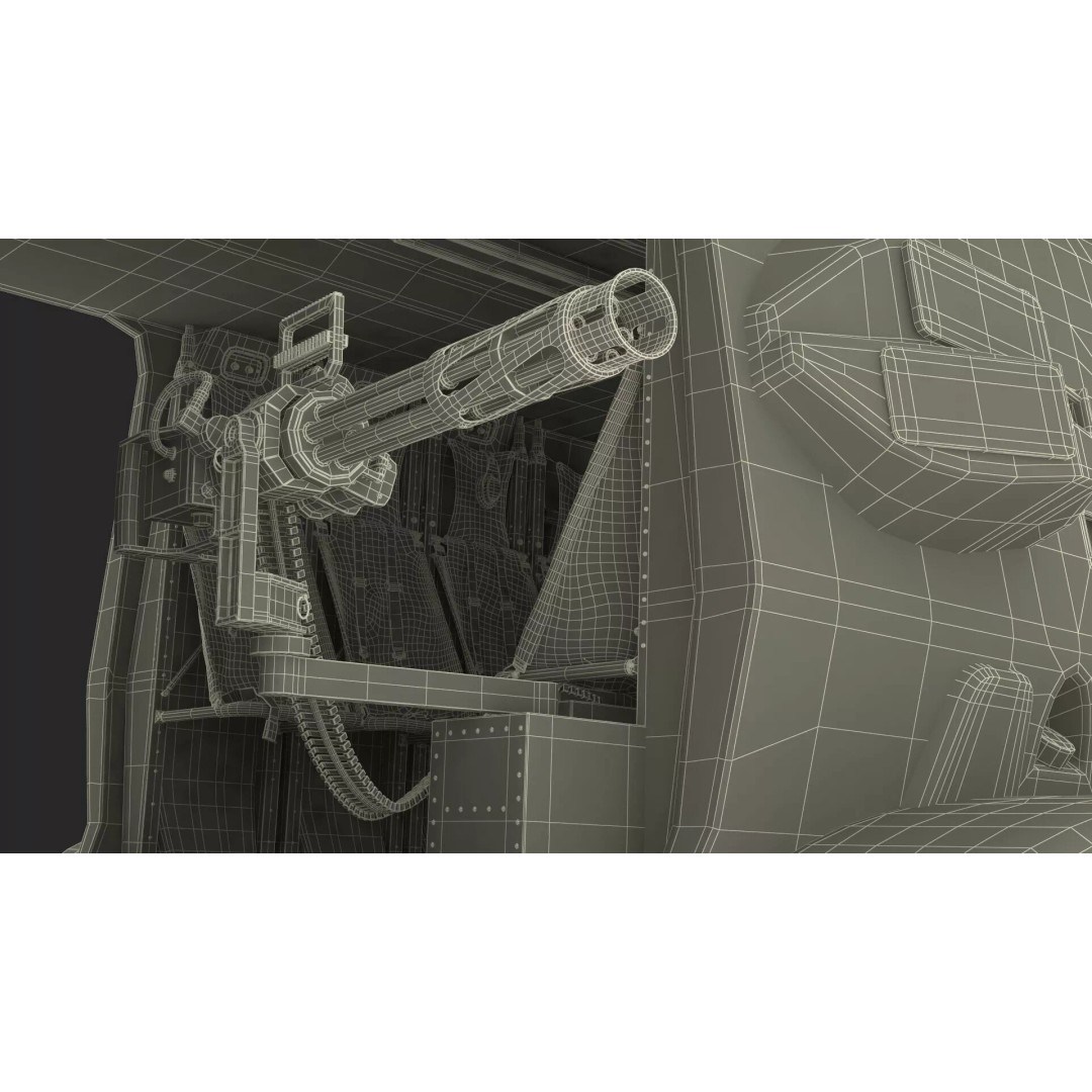 Military Transport Helicopter 3D Model – Rigged Green Camo for Maya - View 34